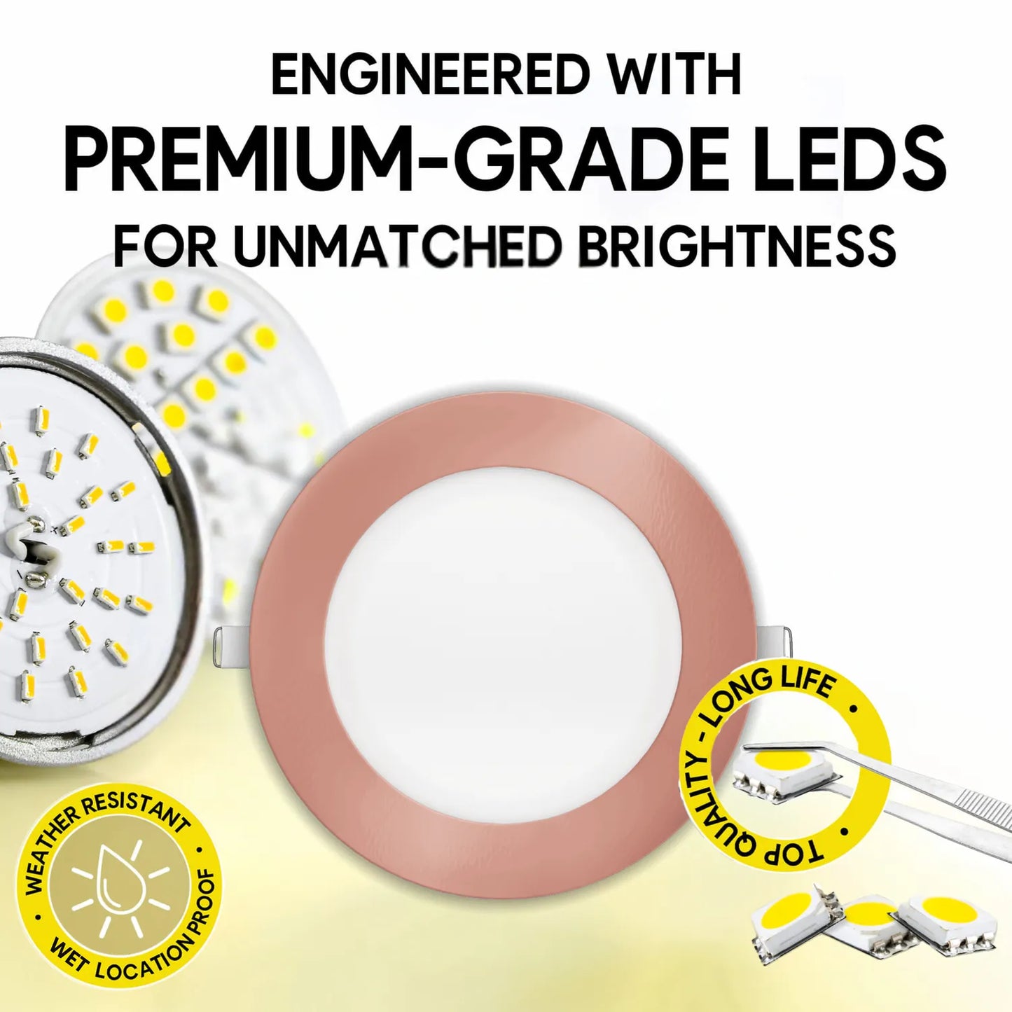 P-7319 6 Inch Round Rose Blush Finish, 20W, 1800 Lumens, 5CCT Slim Light