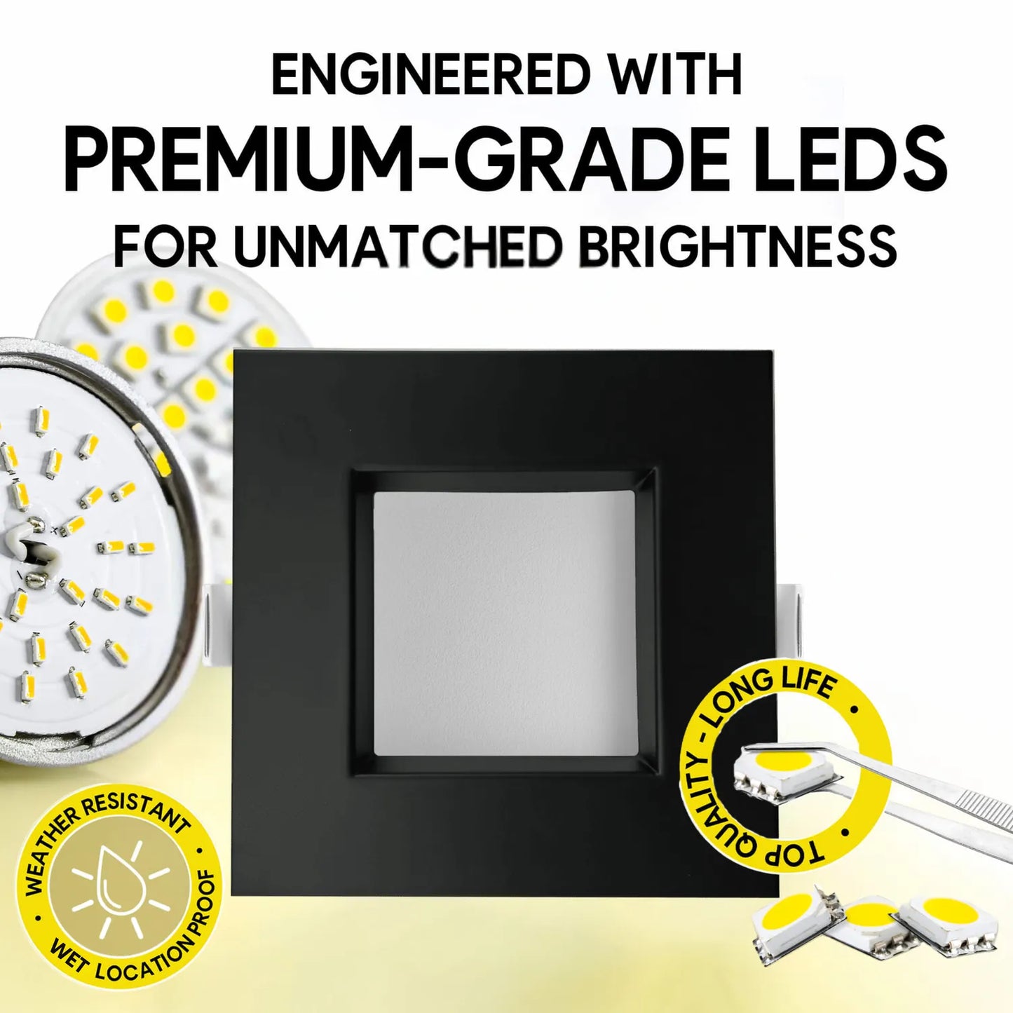 P-7271 6 Inch Square Black Finish 10/18/28W, 950/1750/2700 Lumens, 5CCT Slim Light