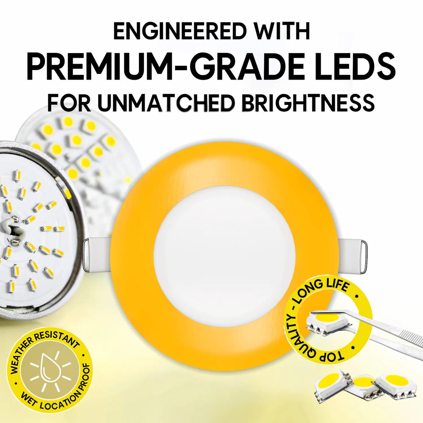 P-7304 4 Inch Round Yellow Finish, 12W, 1000 Lumens, 5CCT Slim Light