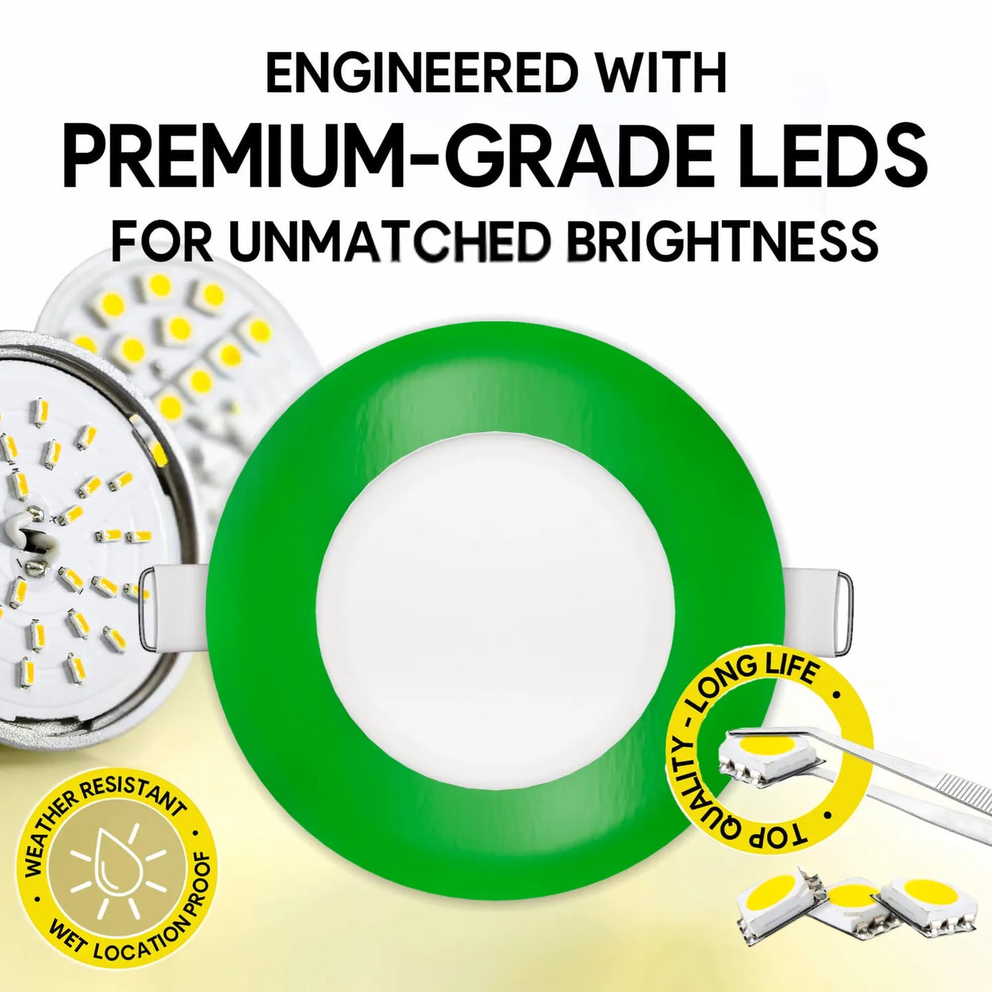P-7305 4 Inch Round Green Finish, 12W, 1000 Lumens, 5CCT Slim Light