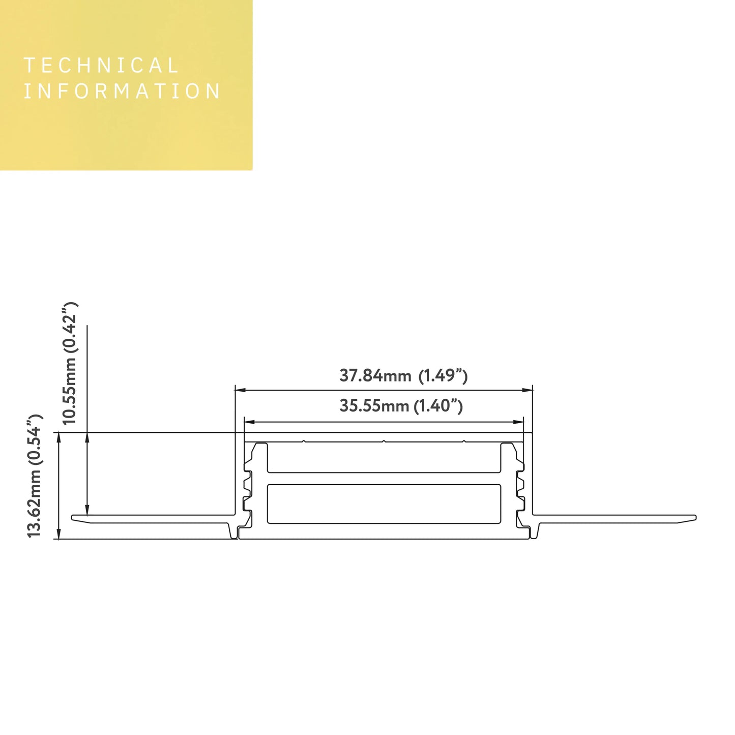 P-5304 1.5 inch Trimless Channel 8FT, Tape Light Size 35mm, Aluminum Channel, IC Rated, Air Tight