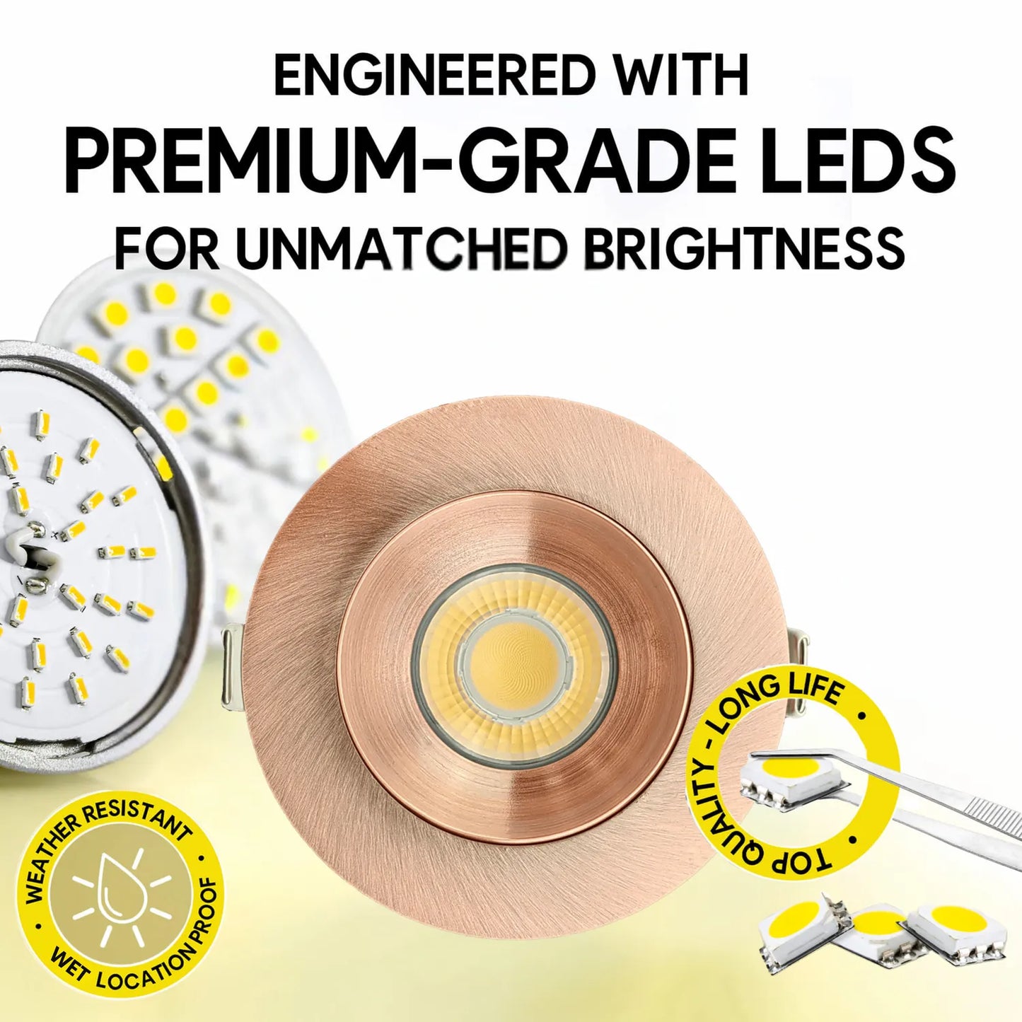 P-7186 3 Inch Round Brushed Copper HO 15W, 1400 Lumens 5CCT Gimbal Light