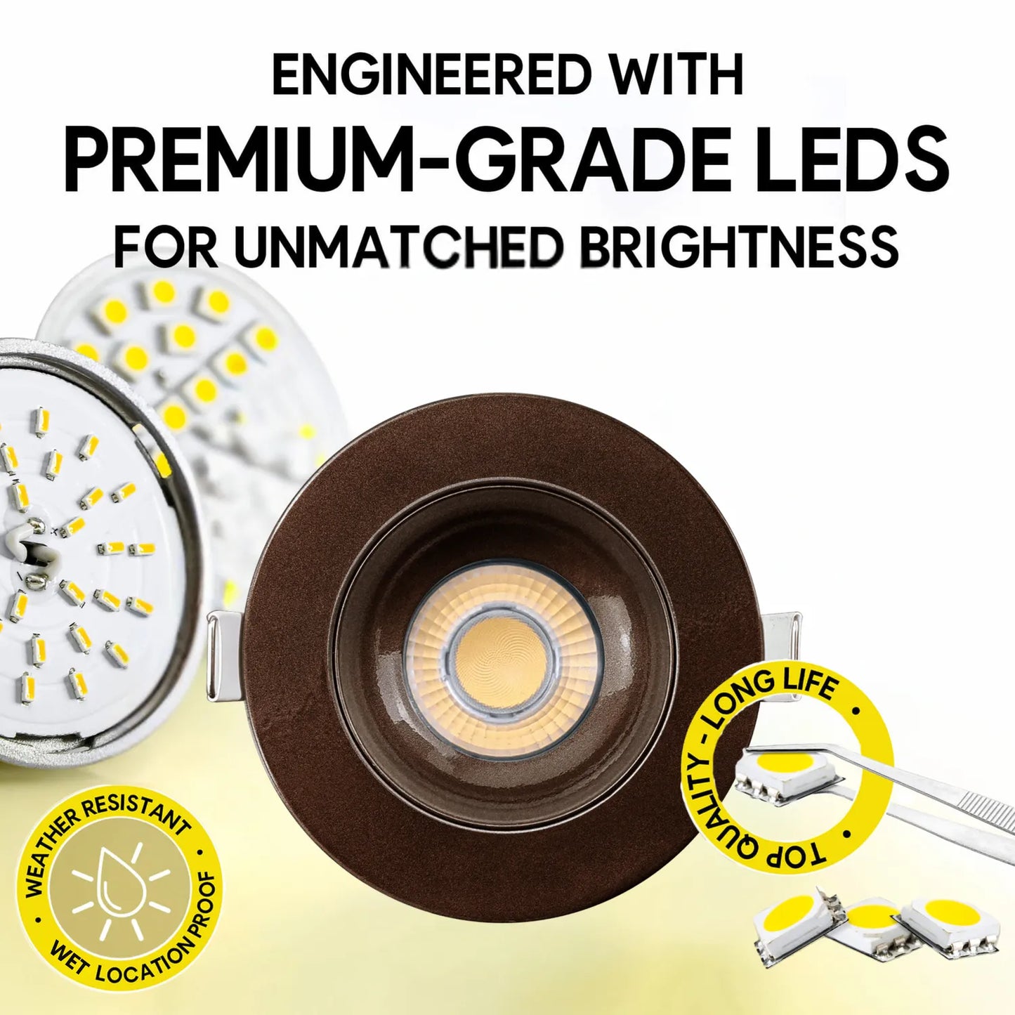 P-7187 3 Inch Round Bronze HO 24W, 2100 Lumens, Non-IC, 5CCT Gimbal Light