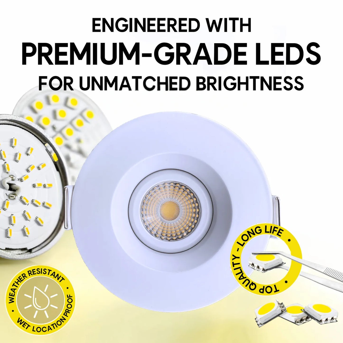 P-7343 2 Inch Round White HO, 8-14W, 700-1100 Lumens, 5CCT Regress Gimbal Light