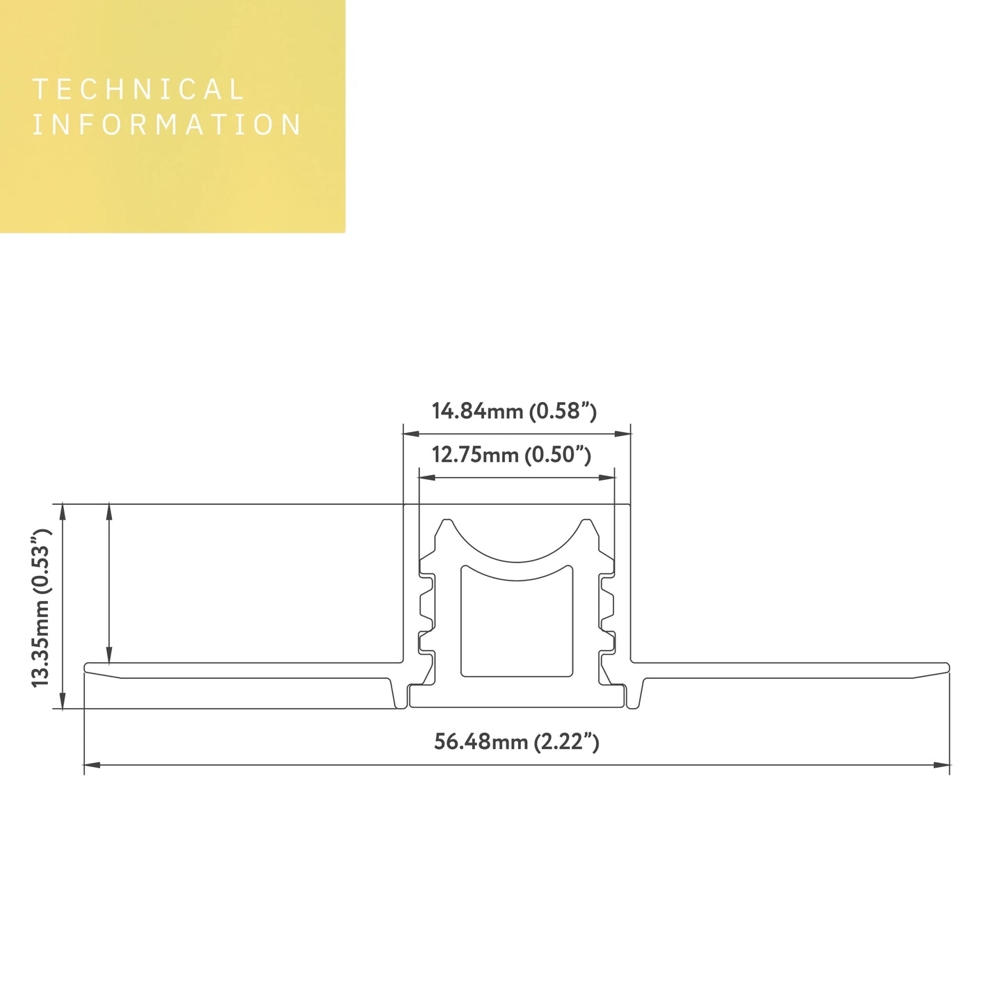 P-5308 1/2 inch Trimless Channel 8FT, Tape Light Size 12mm, Aluminum Channel, IC Rated, Air Tight