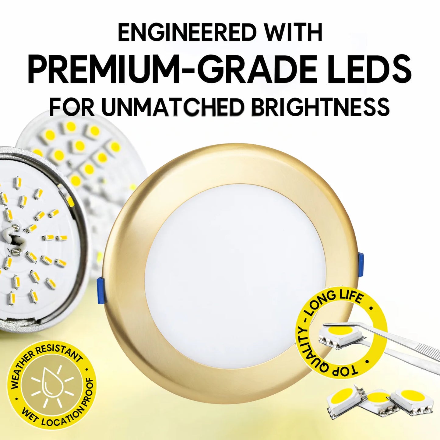 P-5889 6 Inch Round Brushed Brass 20W 1700 Lumens 5CCT Slim Ultra-Thin Light