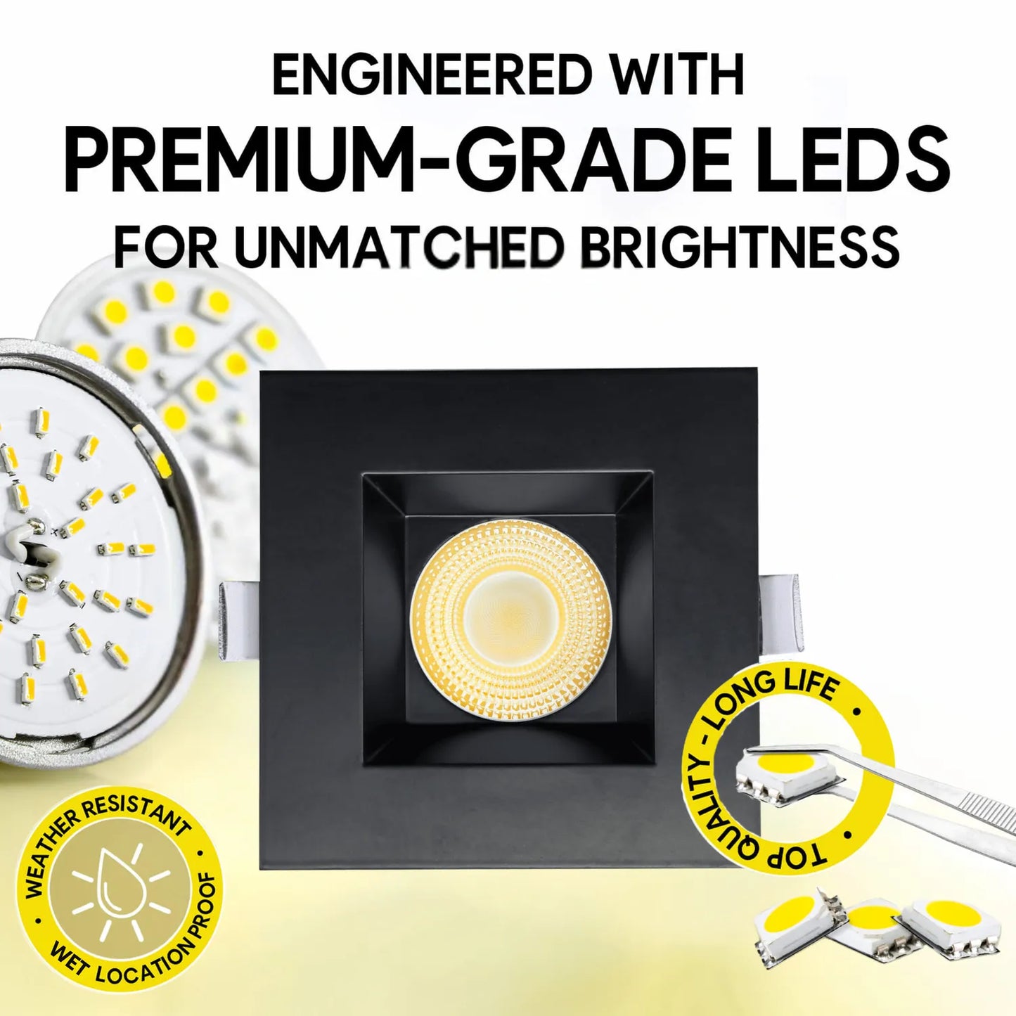 P-7160 3.5 Inch Square Black HO 18-30W, 1700-2700 Lumens 5CCT Recessed Light