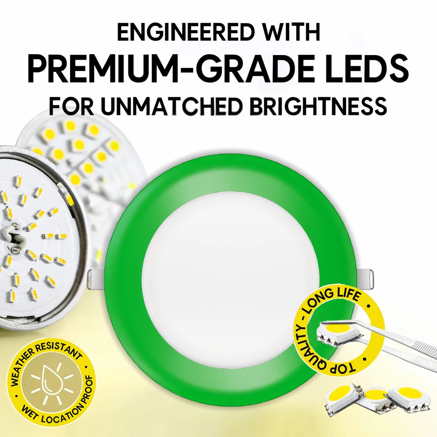 P-7317 6 Inch Round Green Finish, 20W, 1800 Lumens, 5CCT Slim Light