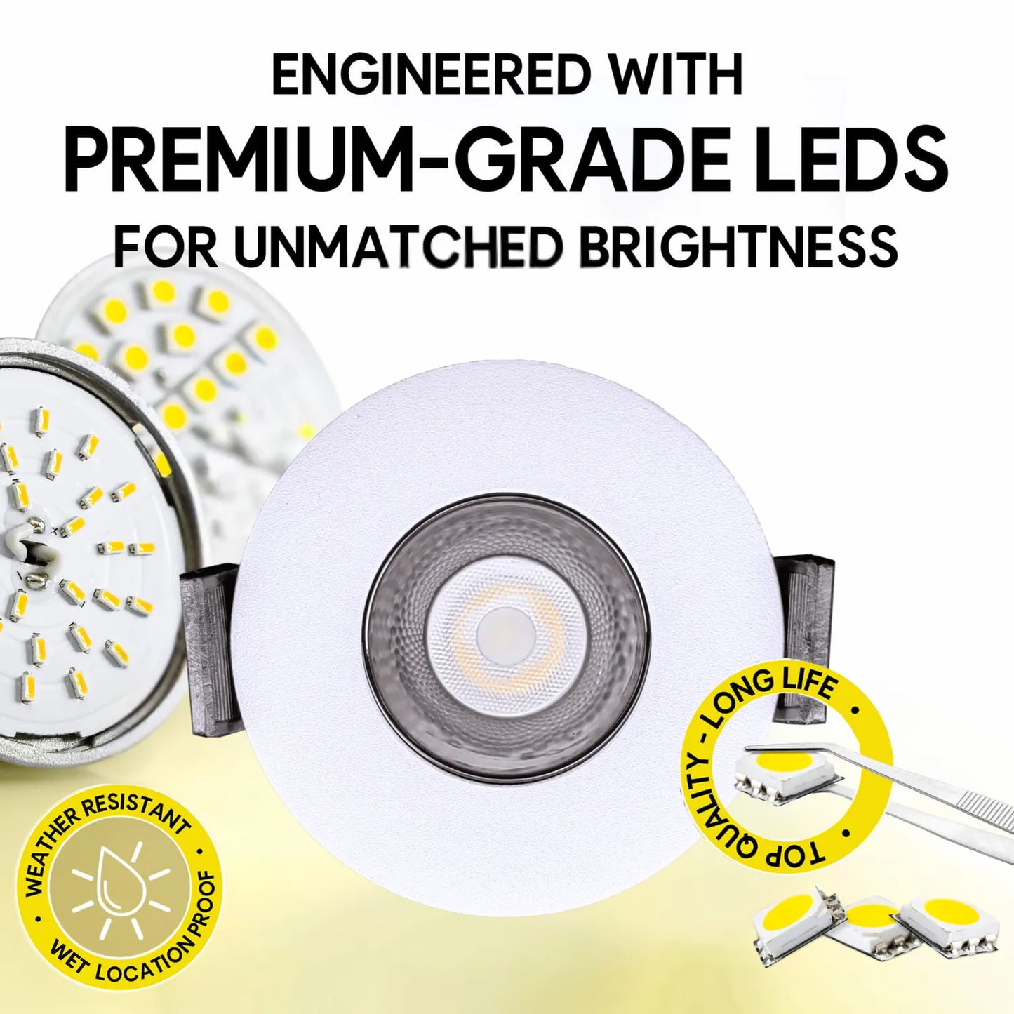 P-7256 2 Inch Single Head Round White 3W, 200 Lumens, 5CCT Recessed Light