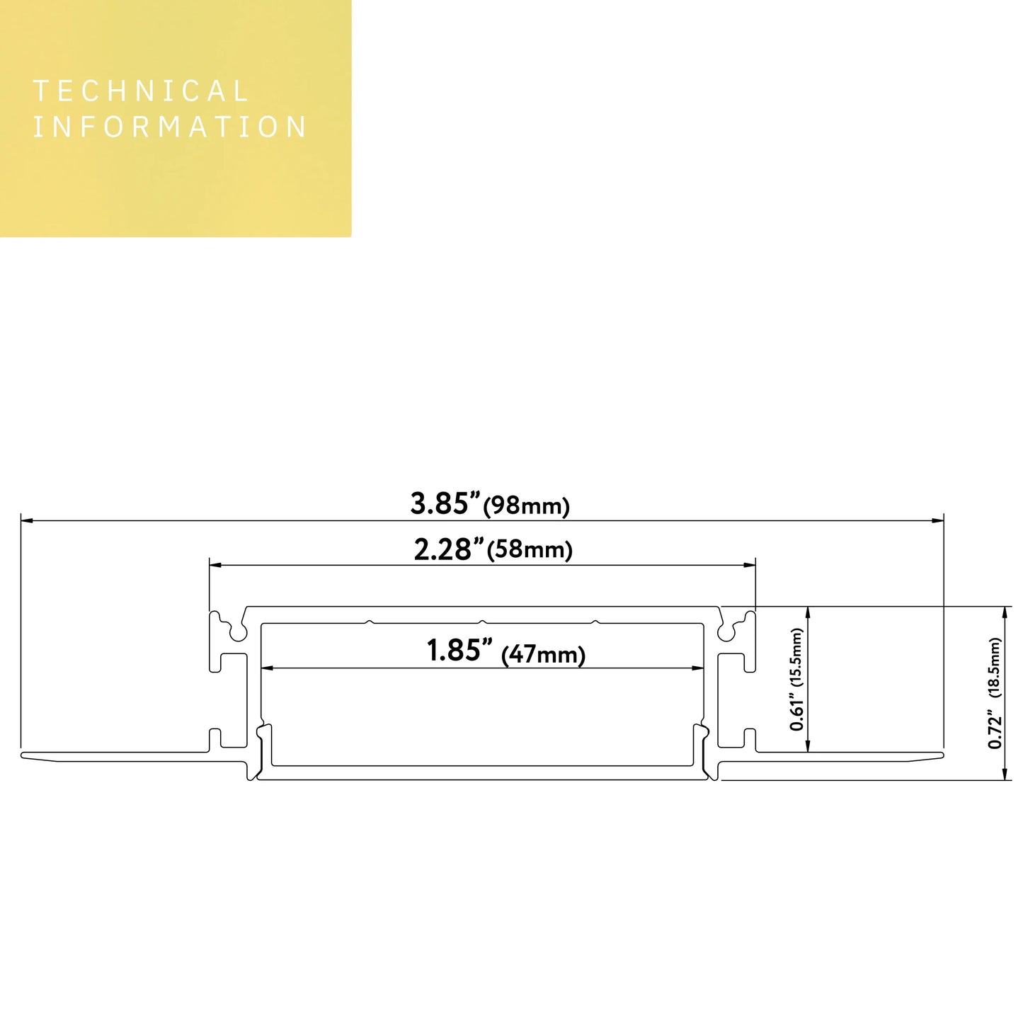 P-5301 2 inch Trimless L Corner Channel, Tape Light Size 47mm, Aluminum Channel, IC Rated, Air Tight, Wet Location