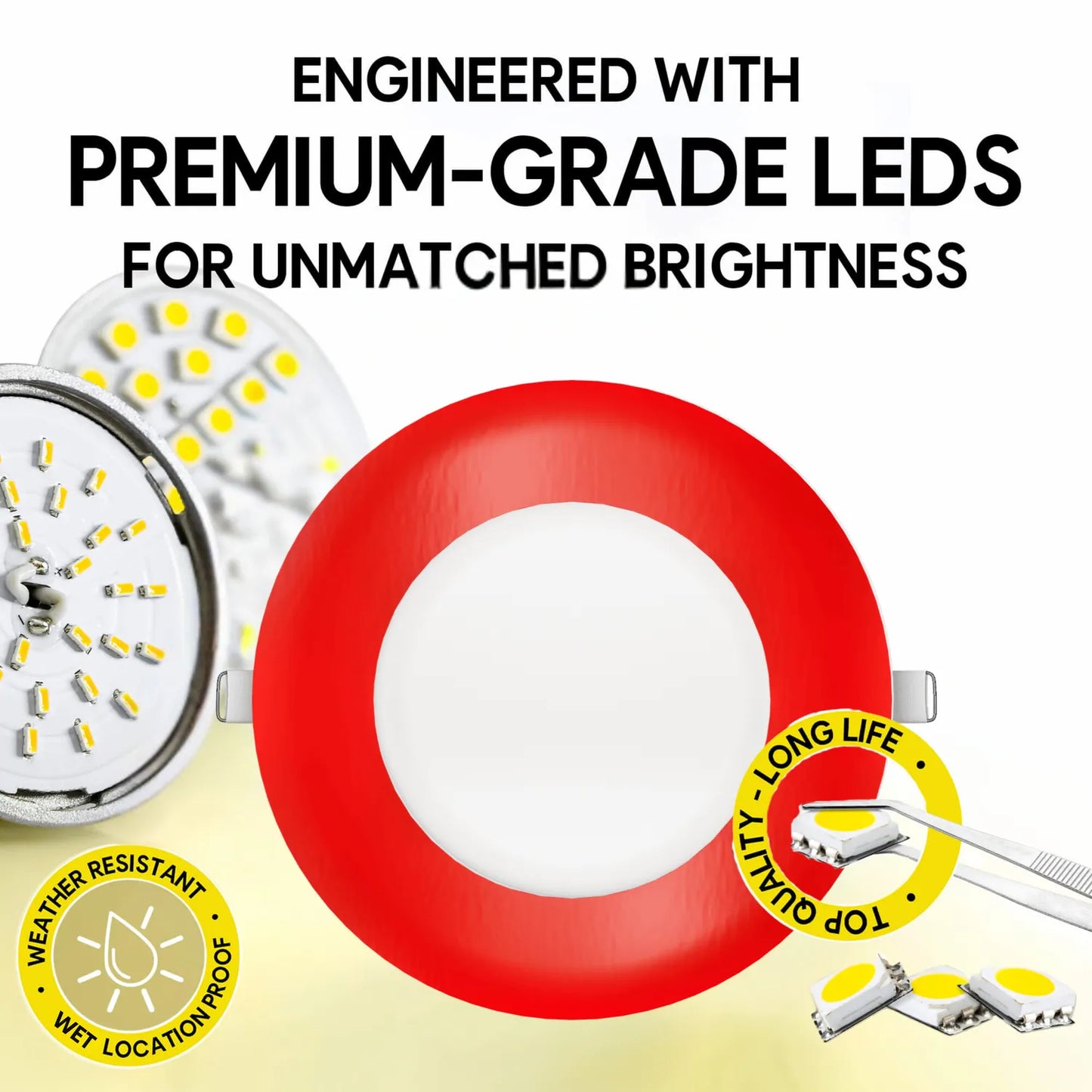 P-7308 5 Inch Round Red Finish, 15W, 1350 Lumens, 5CCT Slim Light