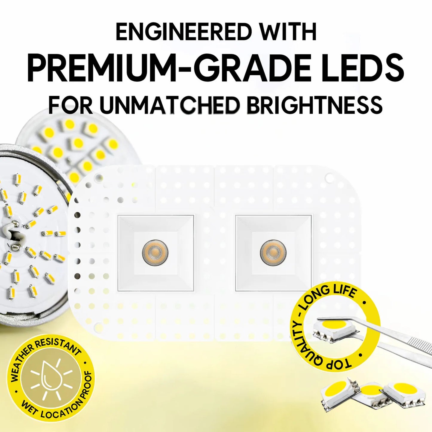 P-7373 1.5 Inch Trimless 2 Head Square White 14W, 1200 Lumens, 5CCT Recessed Light
