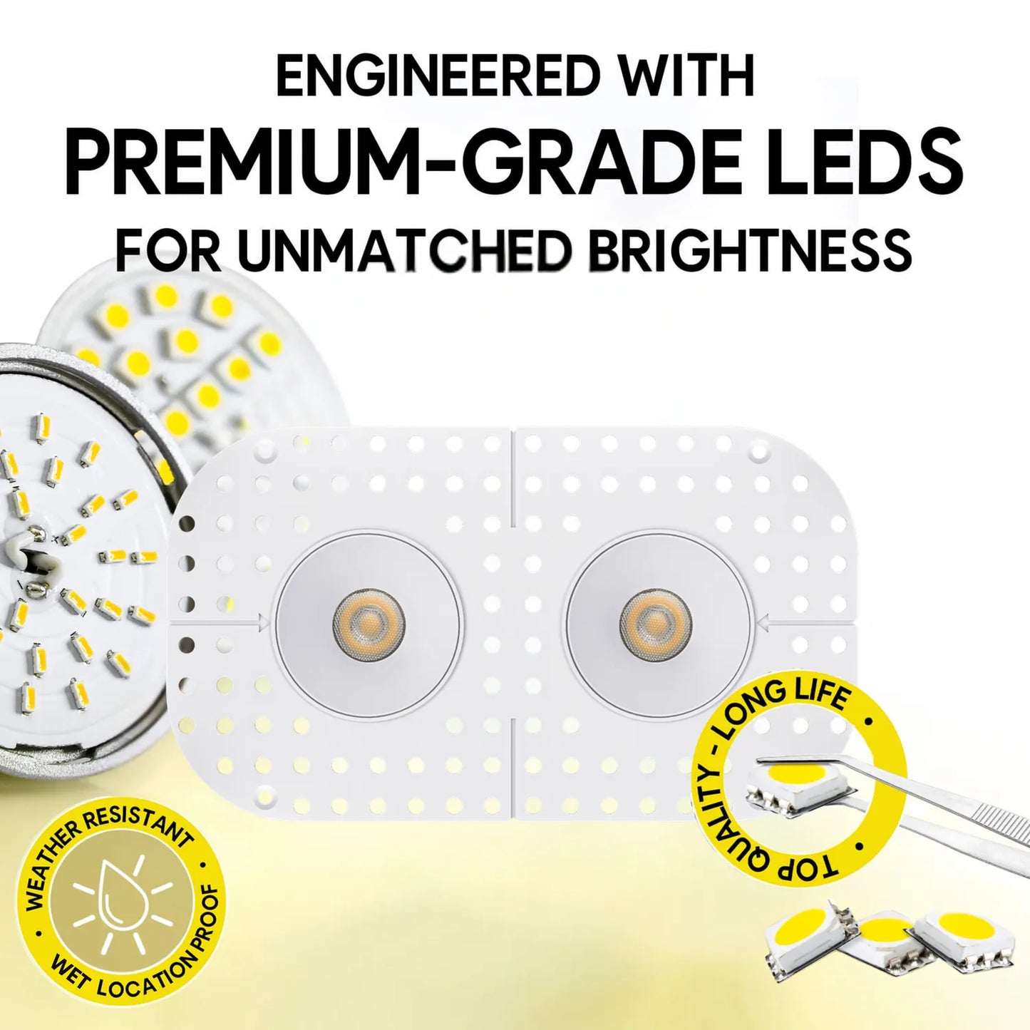 P-7377 1.5 Inch Trimless 2 Head Round White HO, 30W, 2200 Lumens, 5CCT Recessed Light