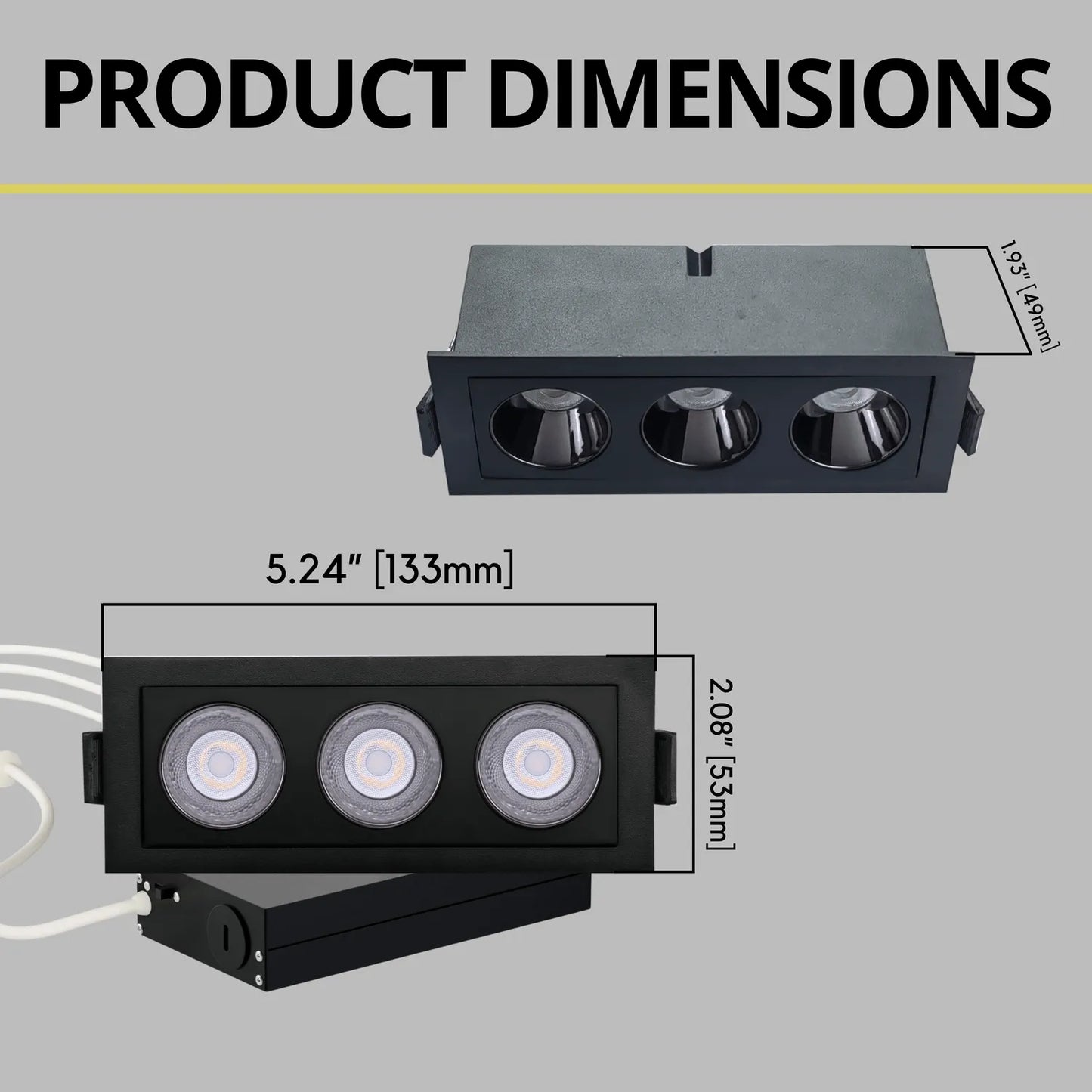 P-7262 2 Inch 3 Head Black Finish, 9W, 600 Lumens, 5CCT Recessed Light