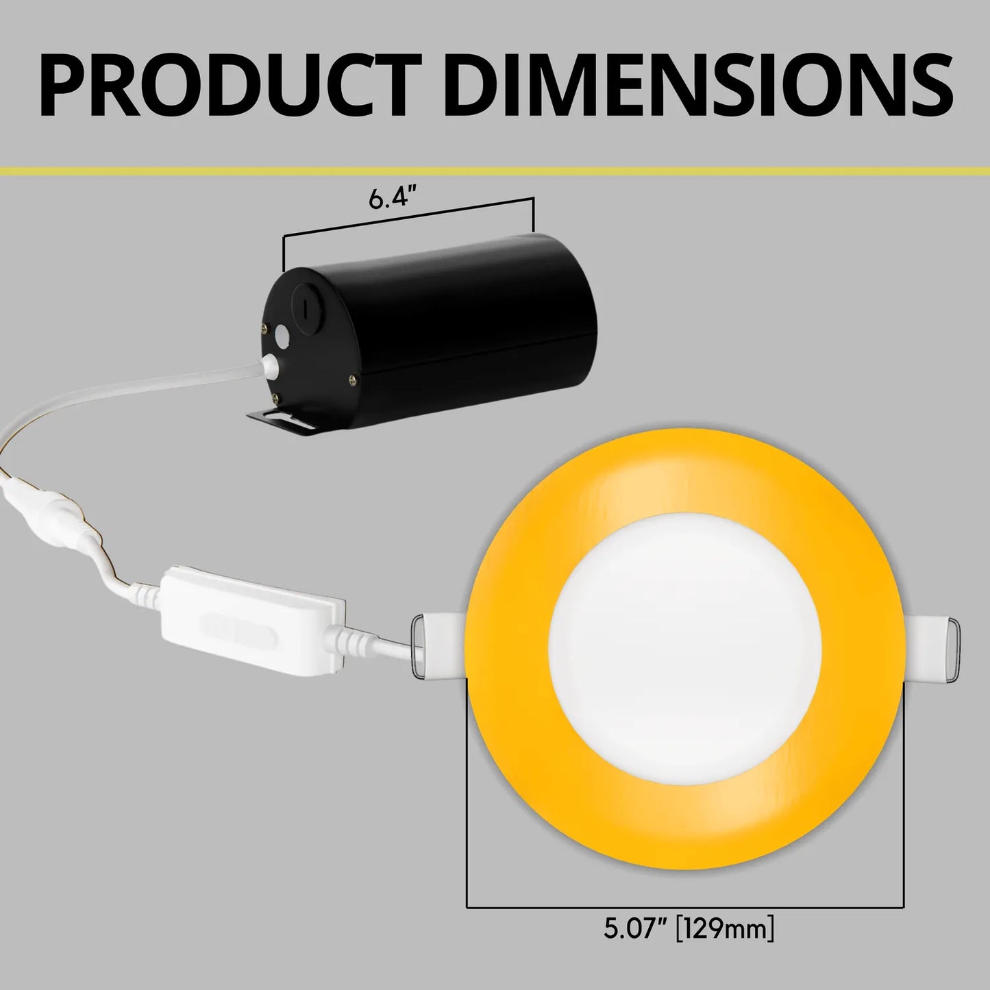 P-7304 4 Inch Round Yellow Finish, 12W, 1000 Lumens, 5CCT Slim Light