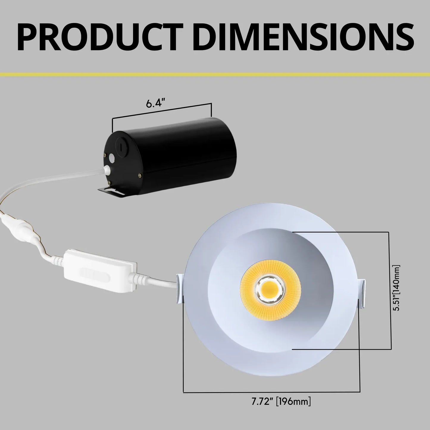 P-7325 6 Inch Round White 40-82W, 3800-7200 Lumens, 5CCT Recessed Light
