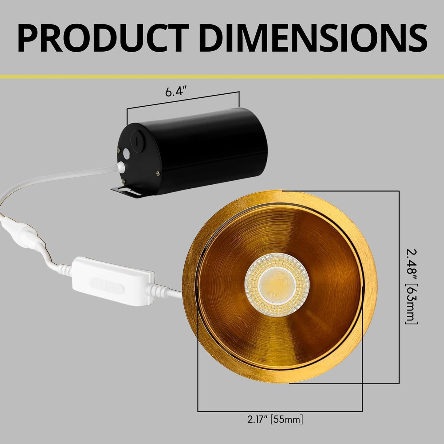 P-6992 1.5 Inch Millwork Trimless Round Brushed Brass 7W, 600 Lumens 5CCT Recessed Light
