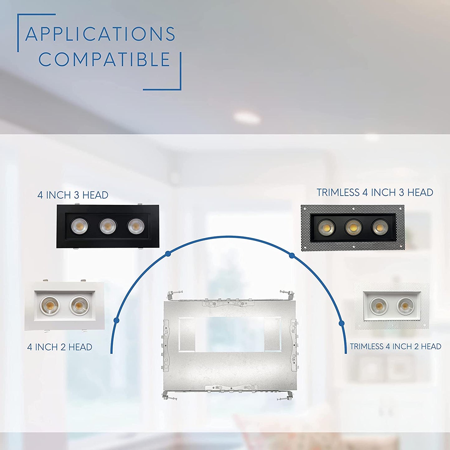 P-5268 4 inch Multiple Universal New Construction Plate for LED Recessed Lighting Kits