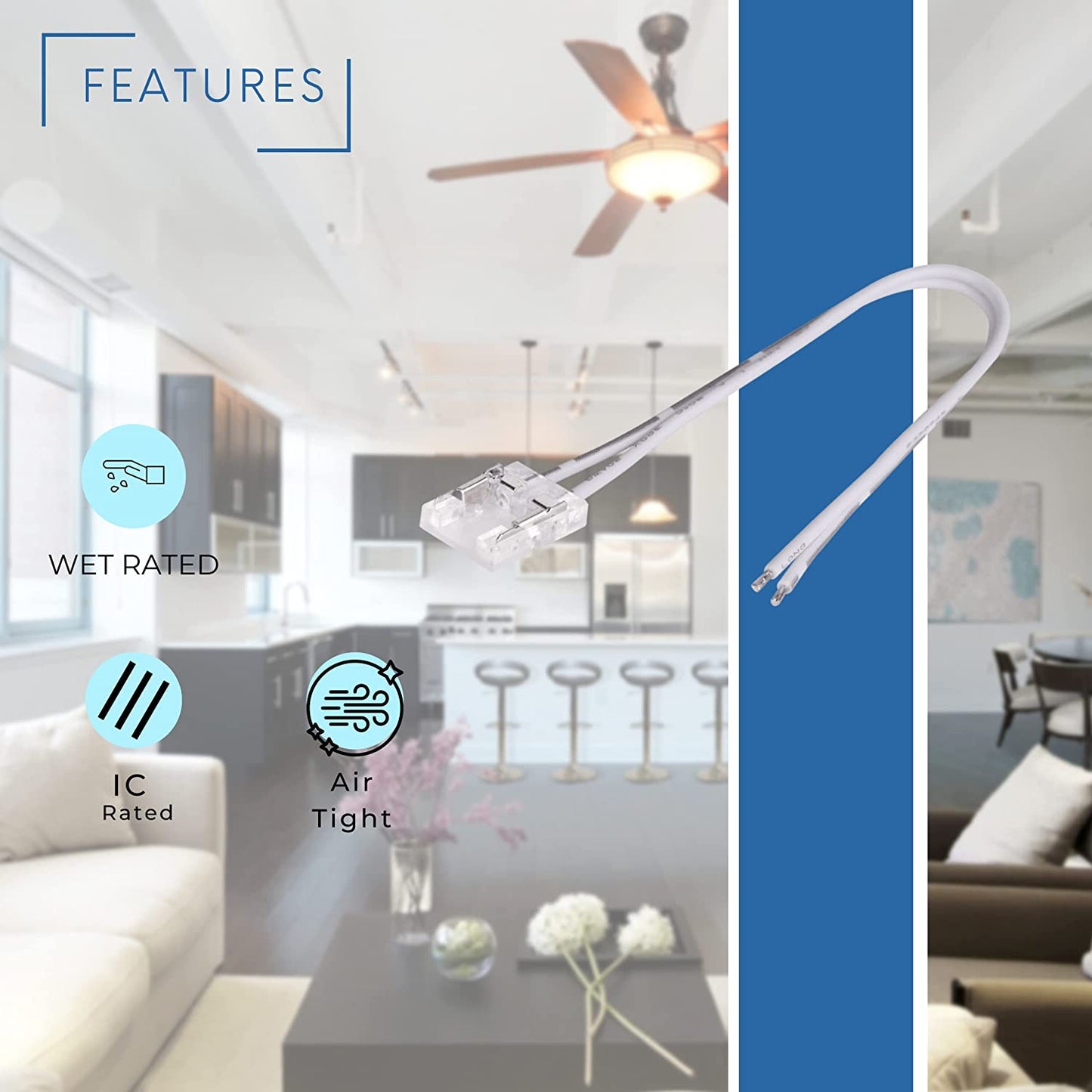 P-5271 6 inch Wire Jumper/Connector, Clear Diffuser, IC Rated, Air Tight, Wet Location, Size 10mm