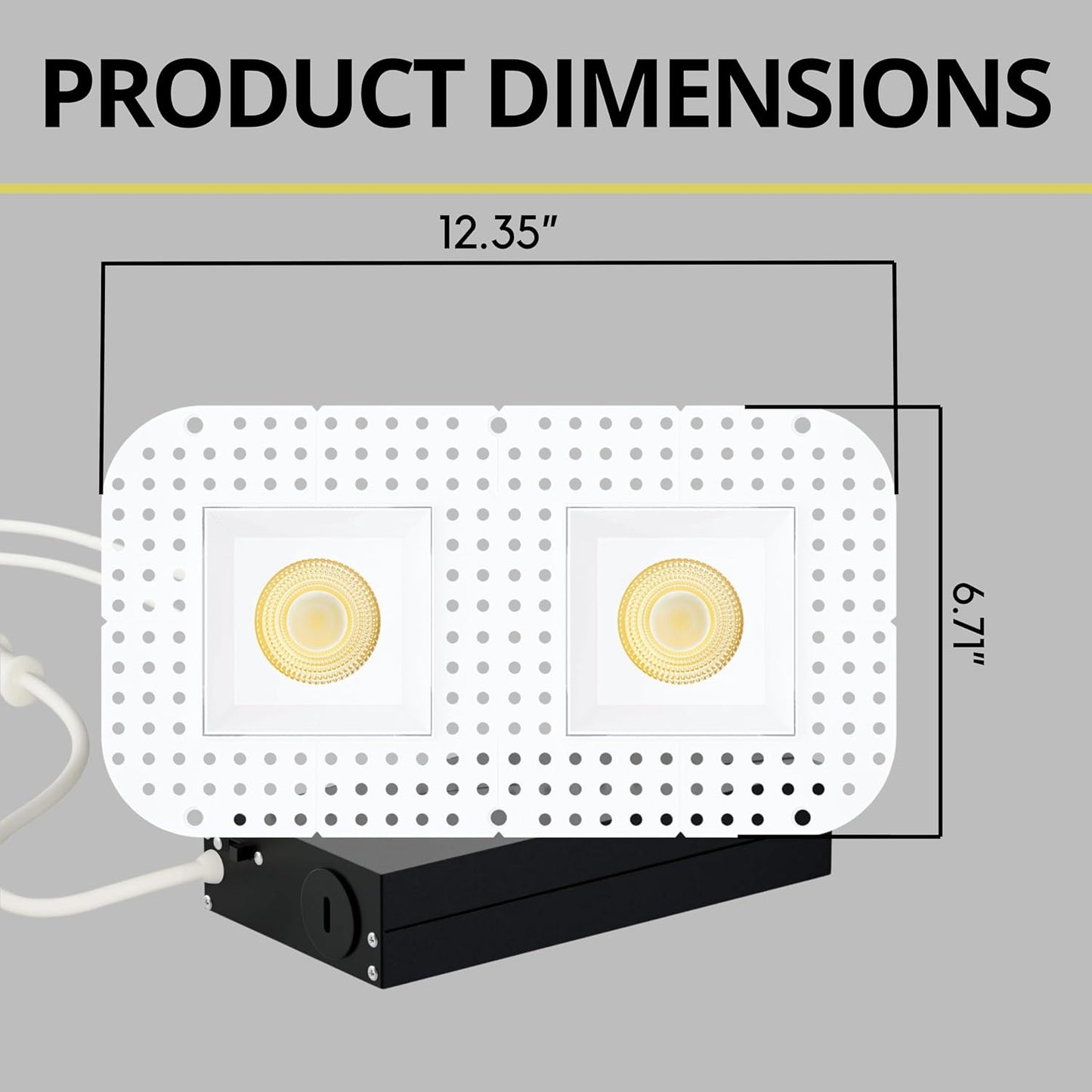 P-7452 3.5 inch Trimless 2 Head Square White HO, 36/60W, 3400/5400 Lumens, 5CCT Recessed Light