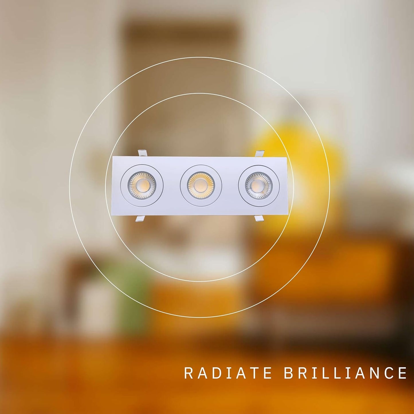 P-6531 4 Inch 3 Head Multiple Gimbal, White Finish 36 Watts, 3600 Lumens 5CCT Recessed Light