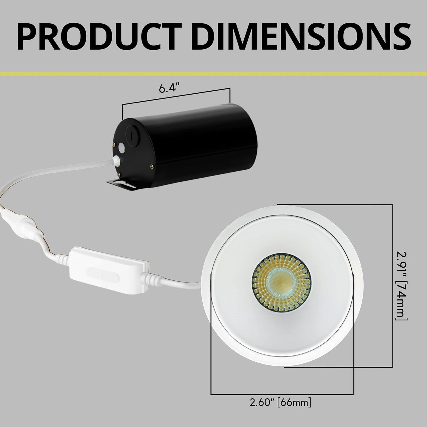 P-6998 2 Inch Millwork Trimless Round White 8W, 600 Lumens 5CCT Recessed Light