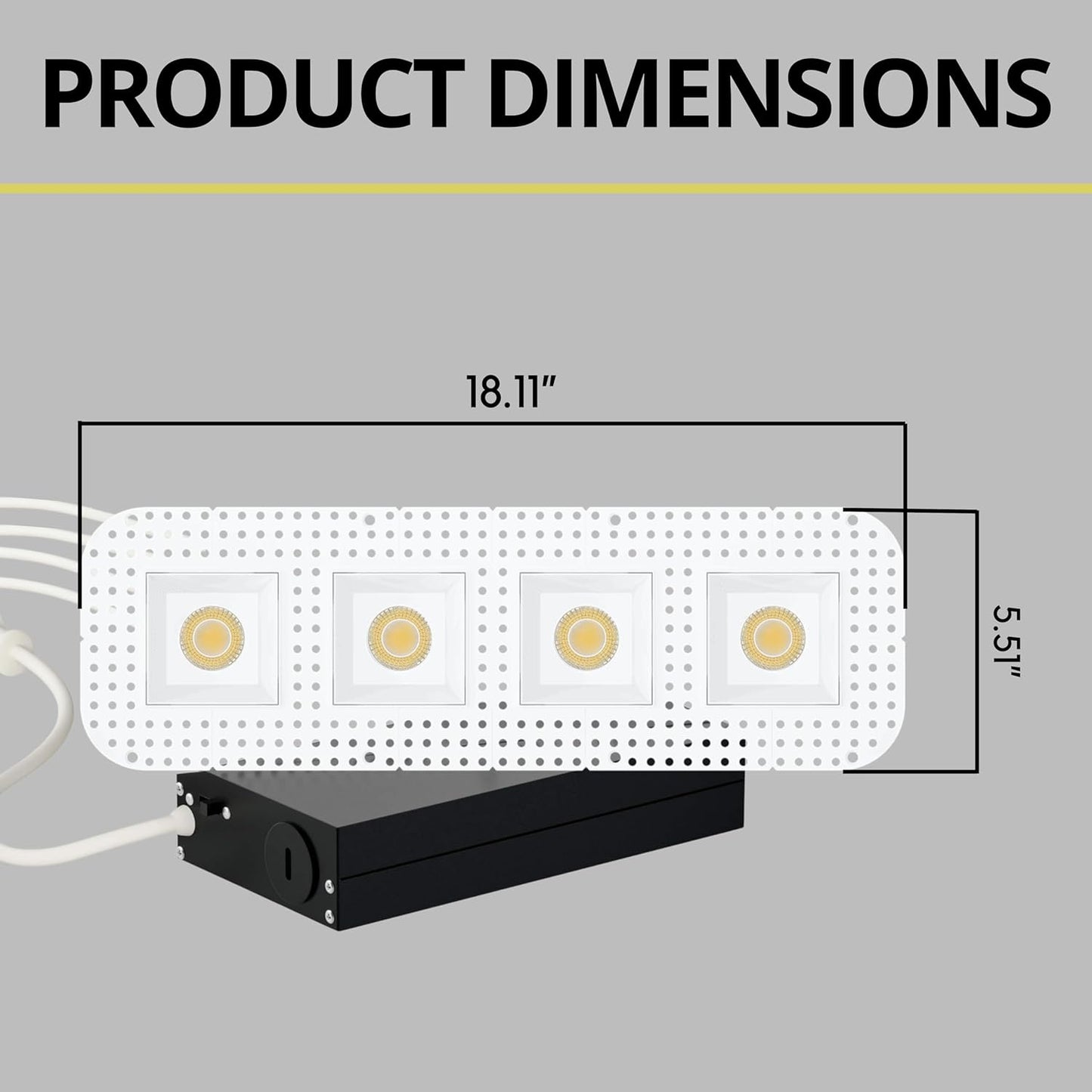 P-7420 3 inch Trimless 4 Head Square White 36W, 3400 Lumens, 5CCT Recessed Light