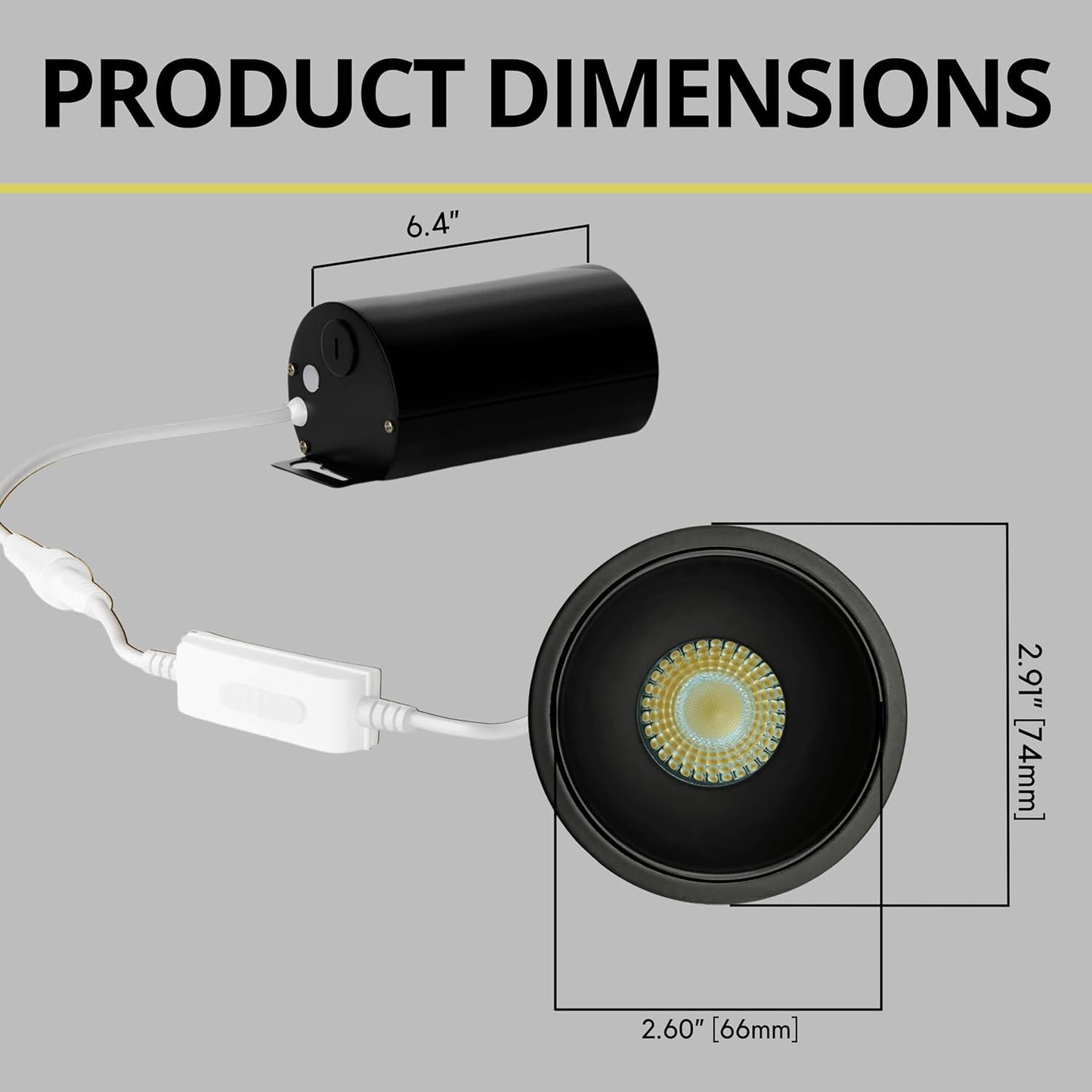 P-6999 2 Inch Millwork Trimless Round Black 8W, 600 Lumens 5CCT Recessed Light
