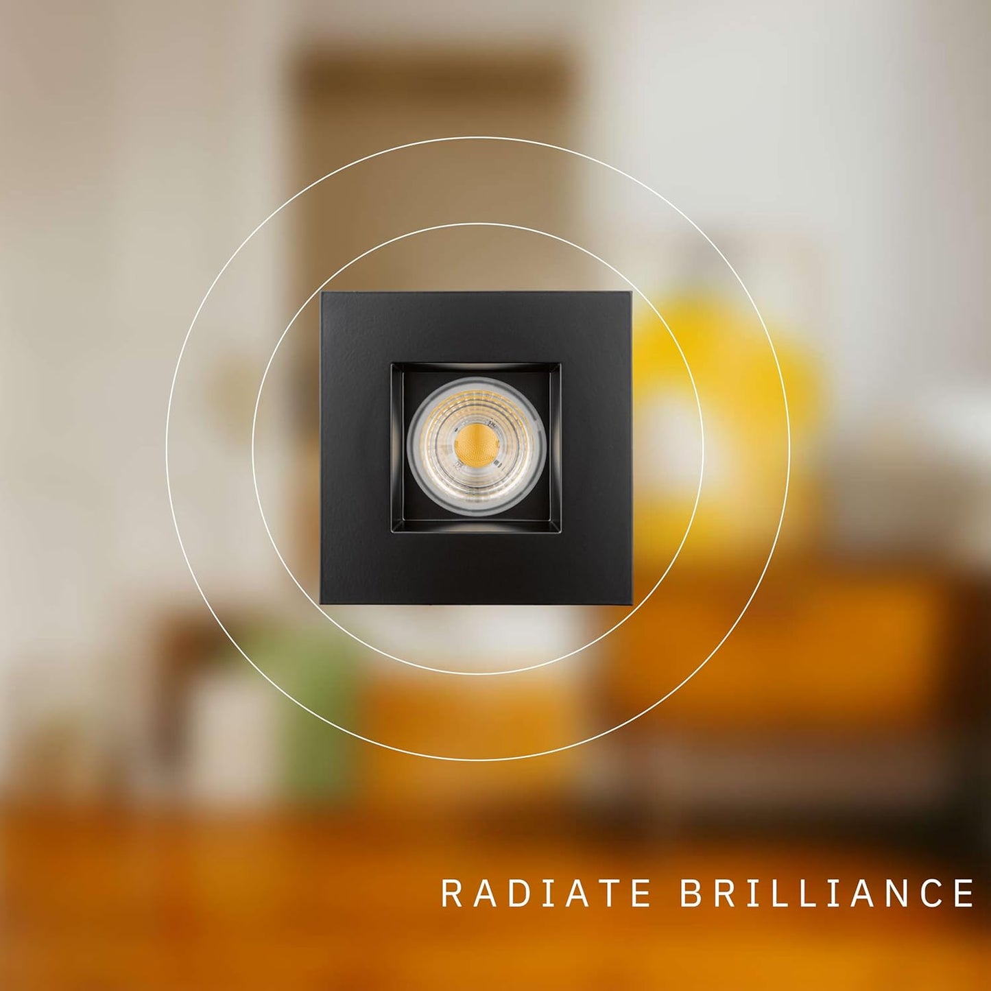 P-5755 4 Inch Square Black Smooth 15W 1100 Lumens Soft White 27k Recessed Light