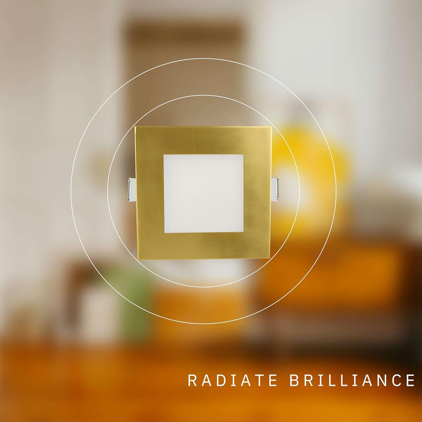 P-6225 5 Inch Square Brushed Brass 15W 1200 Lumens 5CCT Slim Light