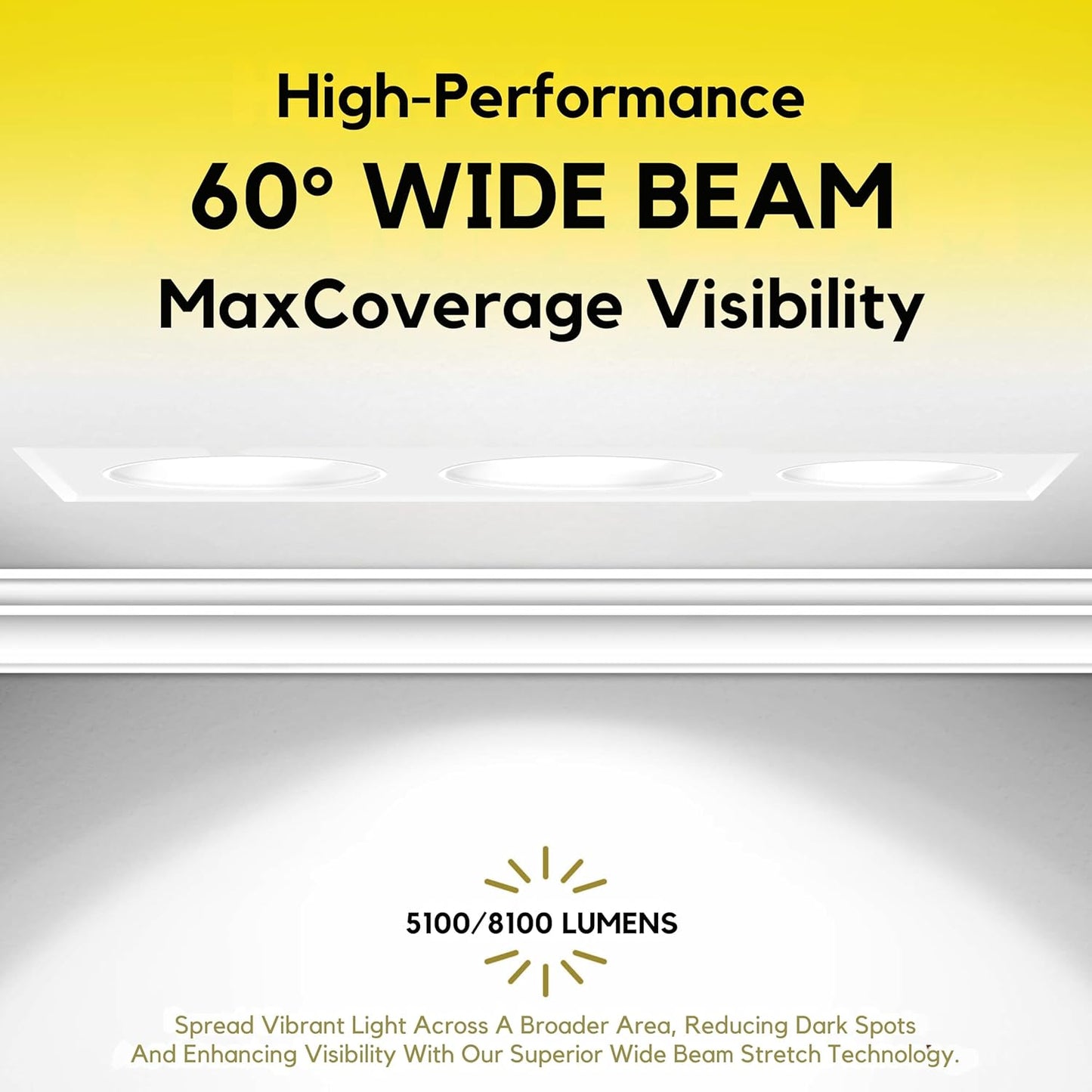 P-7453 3.5 inch Trimless 3 Head Square White HO, 54/90W, 5100/8100 Lumens, 5CCT Recessed Light
