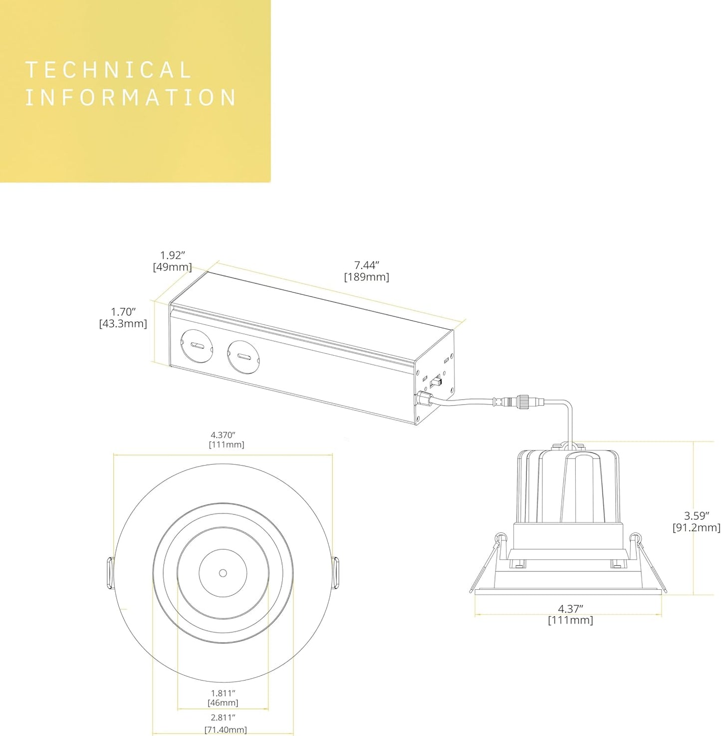 P-6488 3.5 Inch Gimbal Round, White Finish 20 Watts, 1850 Lumens 5CCT Recessed Light