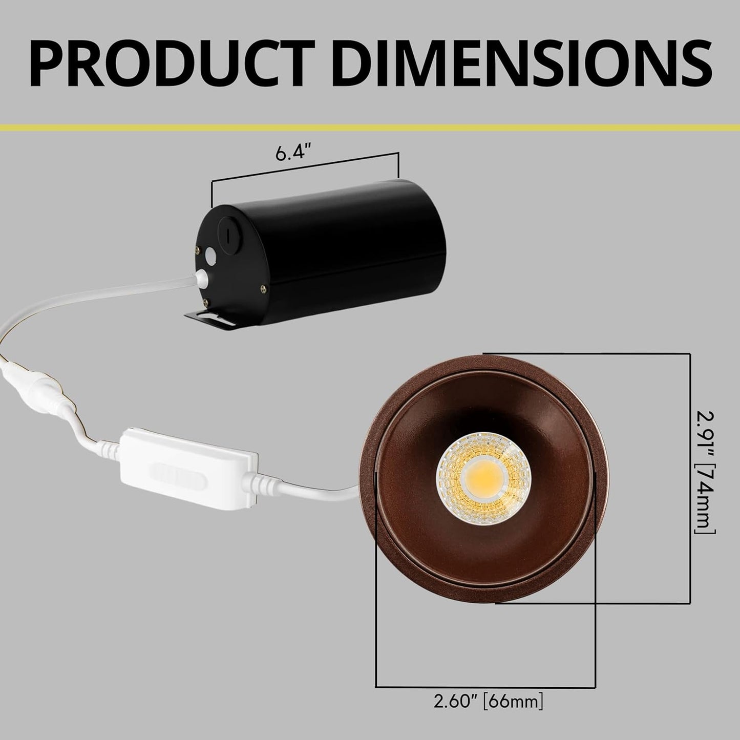 P-7066 2 Inch Millwork Trimless Round Bronze HO 14-8W, 1200-750 Lumens 5CCT Recessed Light