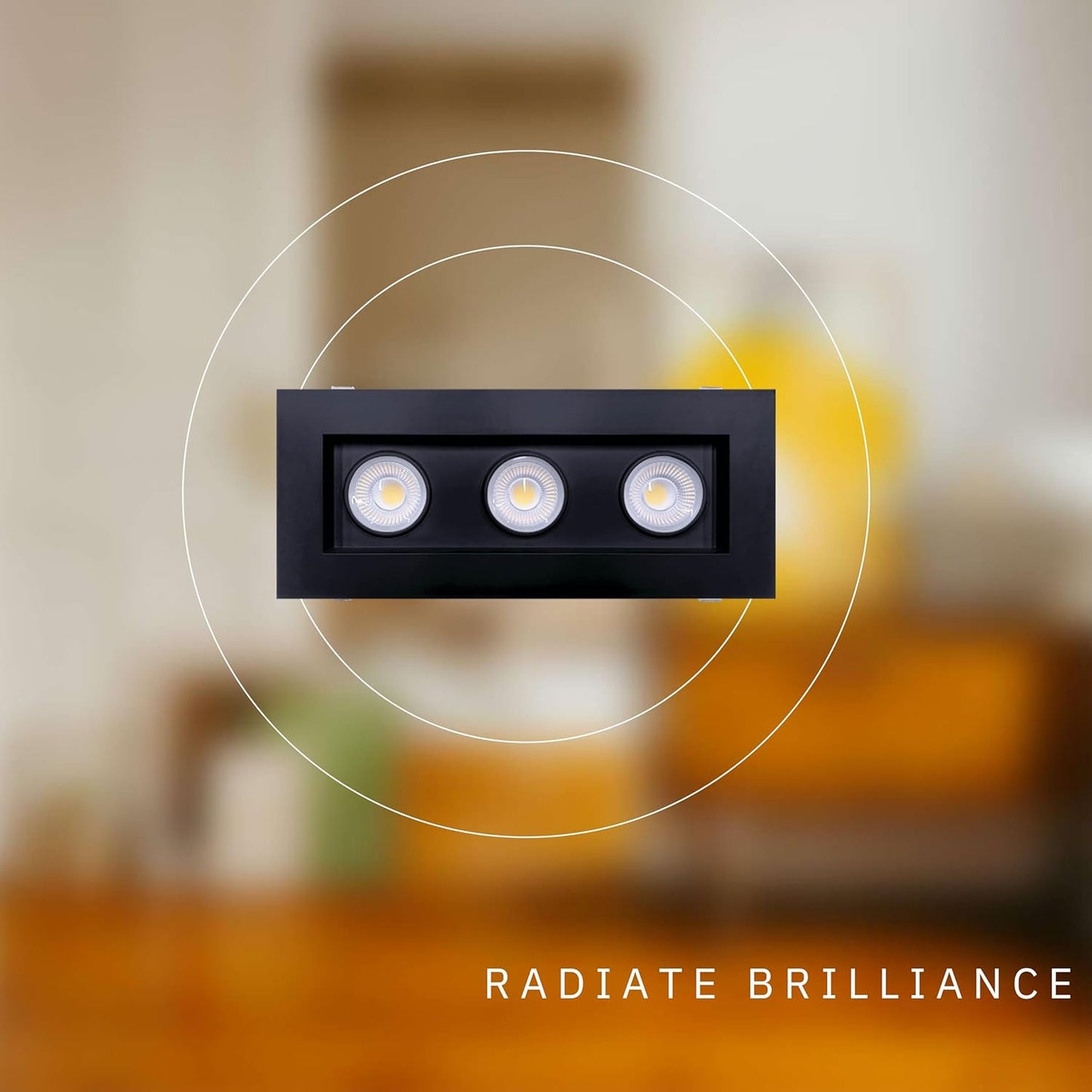 P-6616 4 Inch 3 Head Multiple Gimbal, Black Finish 54 Watts, 4800 Lumens 5CCT Recessed Light