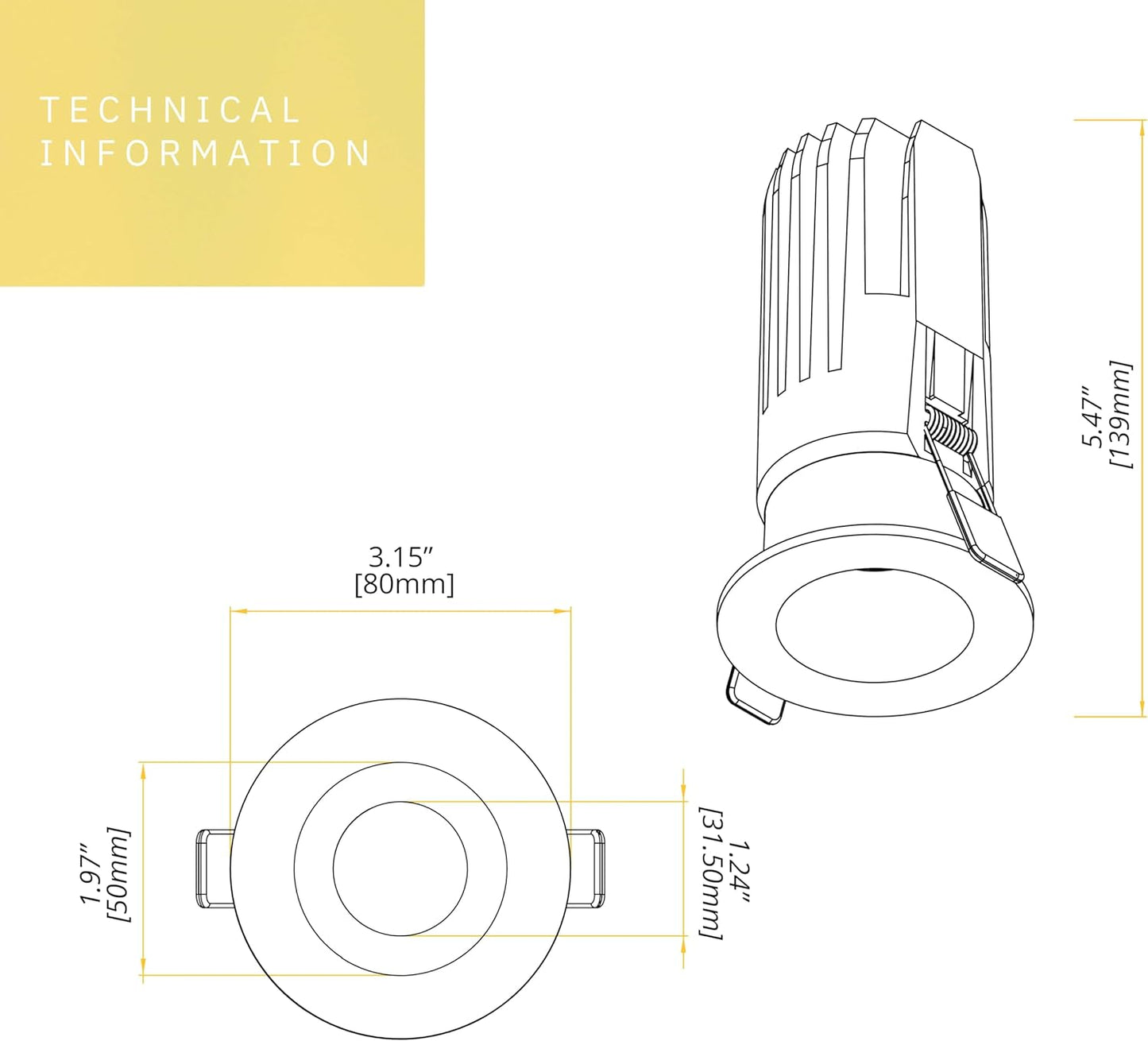 P-6345 2 Inch Round White Wide Beam 14W 1100 Lumens 5CCT Recessed Light
