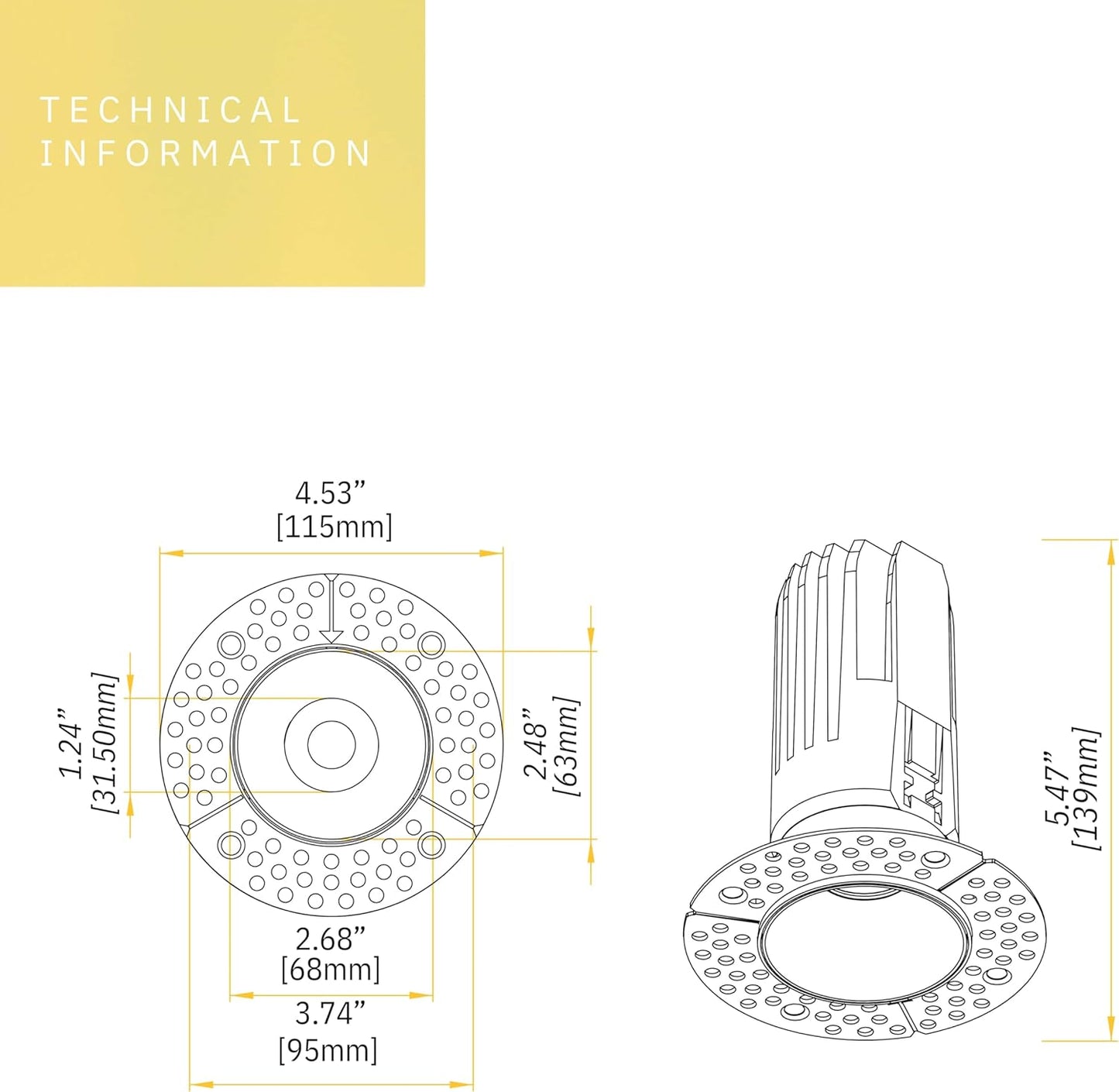P-6353 2 Inch Trimless Round Bronze 14W-8W 1200-750 Lumens 5CCT Recessed Light