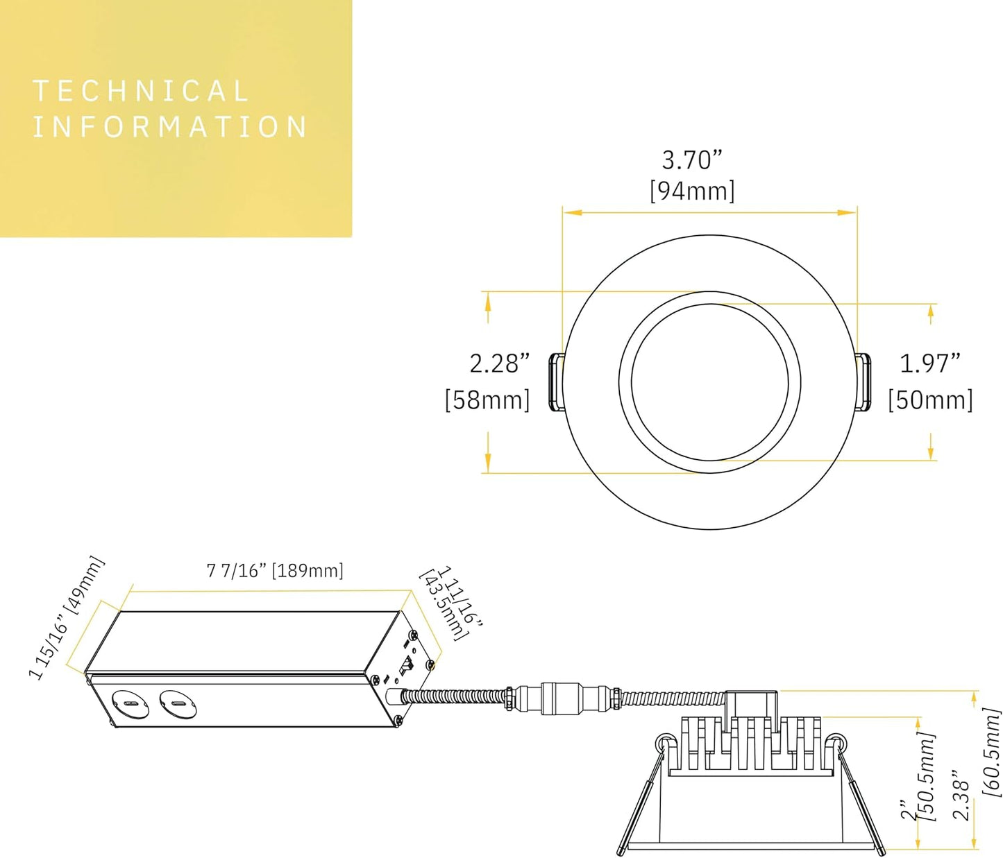 P-6401 3 Inch Slim Round White Finish 15W-10W=120W-80W, 1050-800 Lumens 5CCT Recessed Light