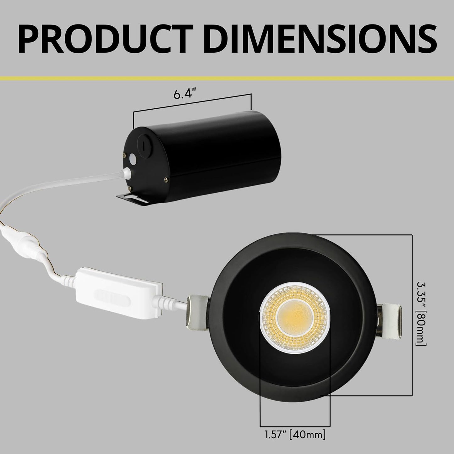 P-6953 3 inch Round Black Narrow Trim Downlight Luminaire 9W=75W, 850 Lumens, 5CCT