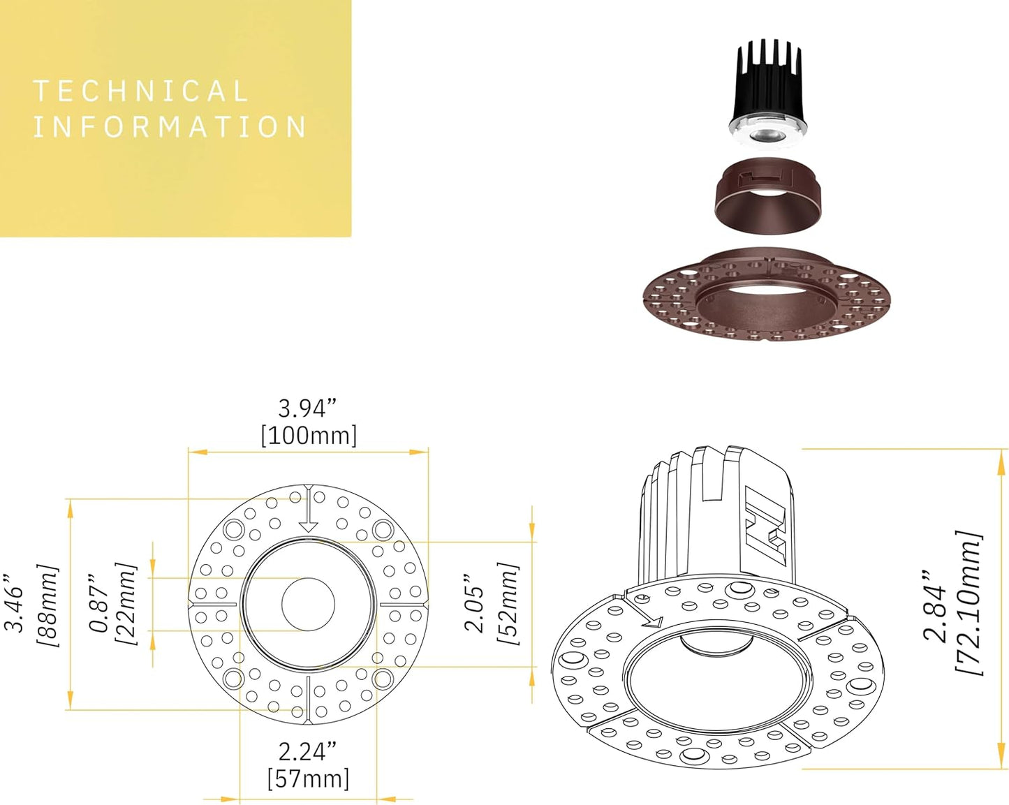 P-6347 1.5 Inch Trimless Round Bronze 7W 600 Lumens 5CCT Recessed Light
