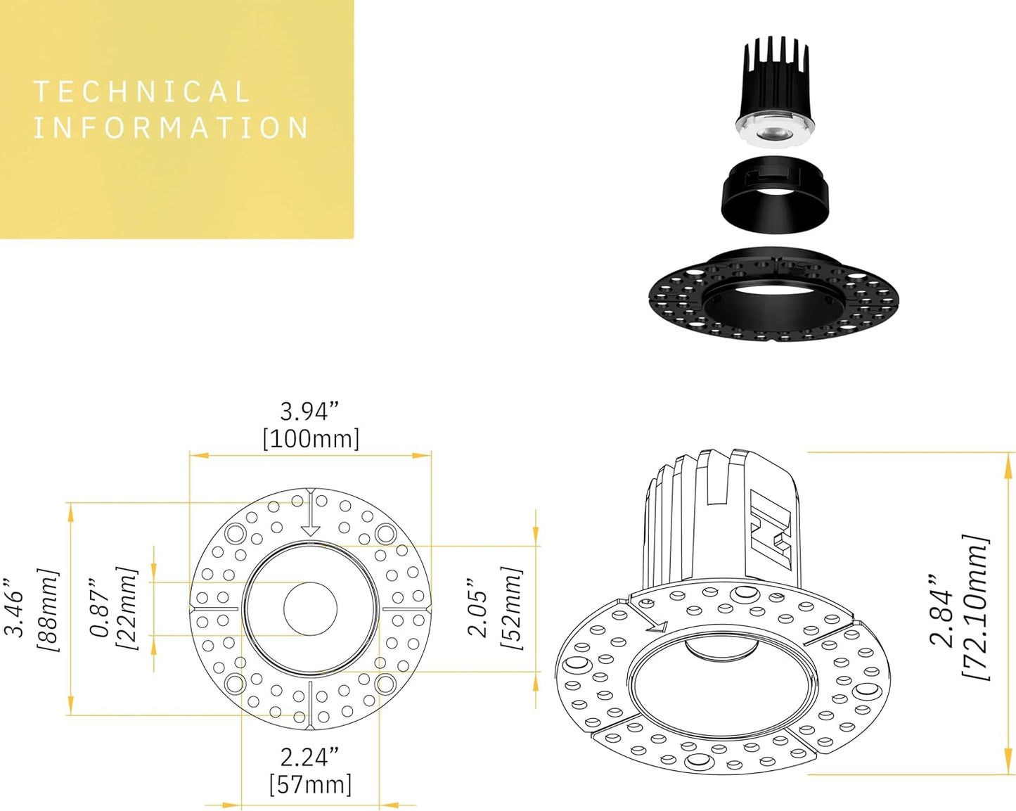 P-6379 1.5 Inch Trimless Round Black 7W 600 Lumens 5CCT Recessed Light