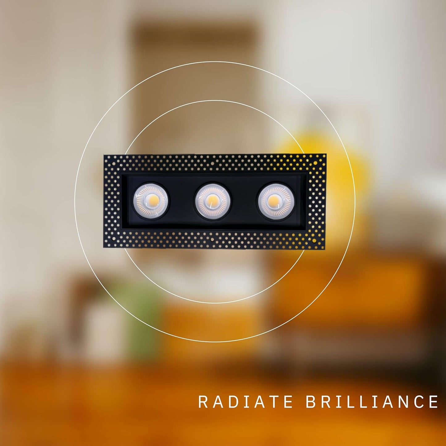 P-6610 4 Inch Trimless 3 Head Multiple Gimbal, Black Finish 54 Watts, 4800 Lumens 5CCT Recessed Light