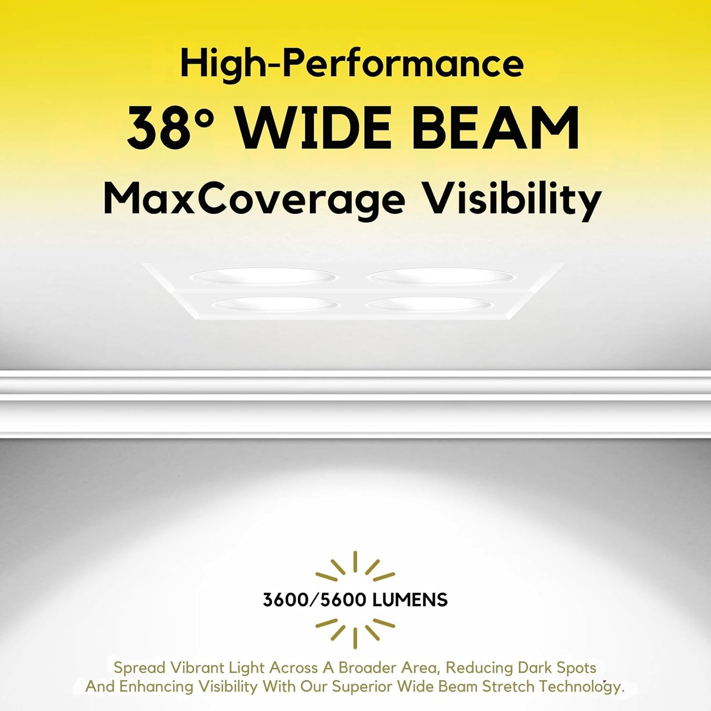 P-7447 3.5 inch Trimless Quadruple Head Square White, 36/60, 3600/5600 Lumens, 5CCT Recessed Light