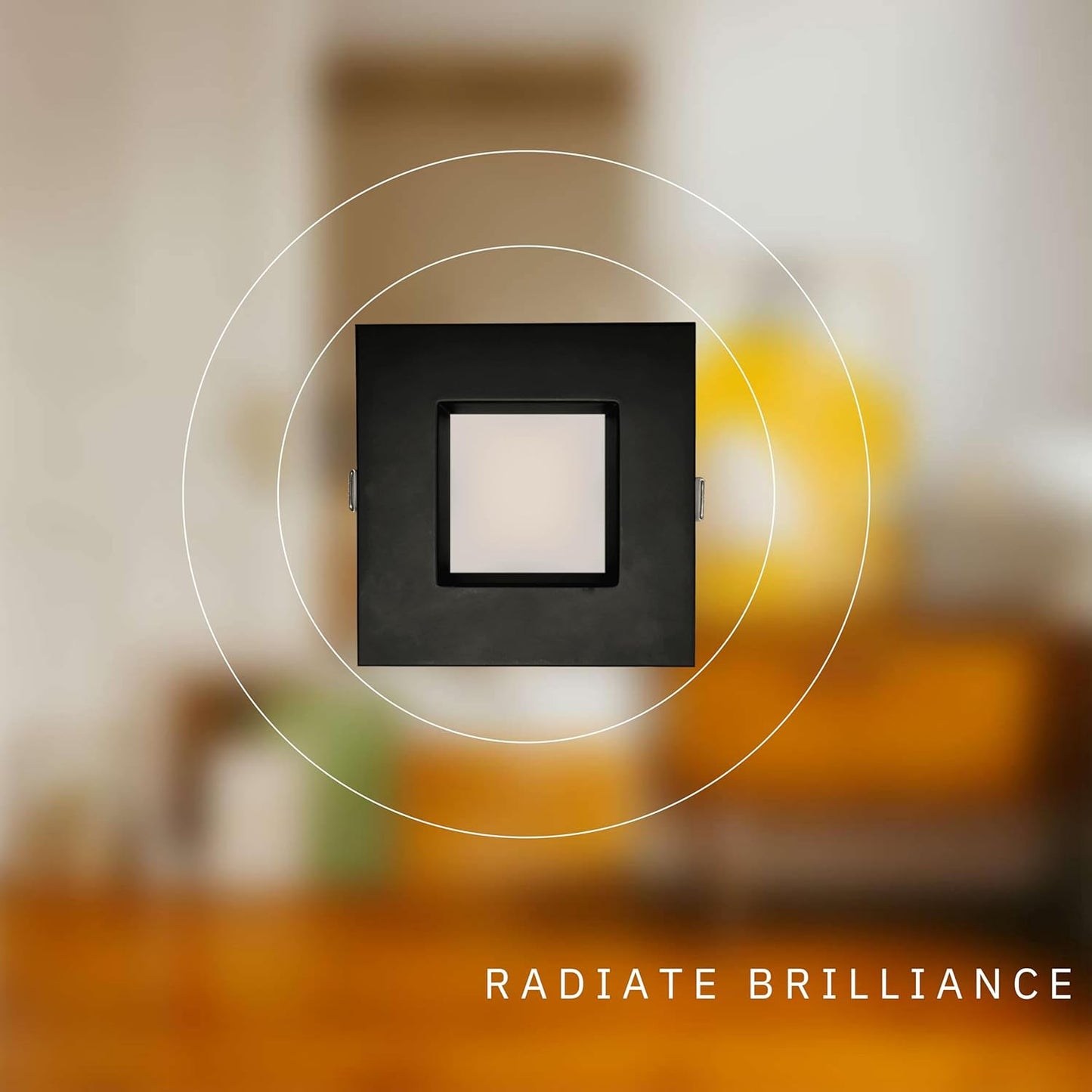 P-6407 4 Inch Slim Square Black Finish 20W-15W=200W-125W, 2000-1400 Lumens 5CCT Recessed Light