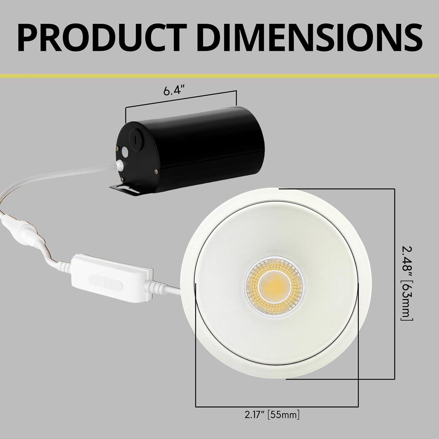P-6993 1.5 Inch Millwork Trimless Round White HO 15W, 1100 Lumens 5CCT Recessed Light, Non-IC