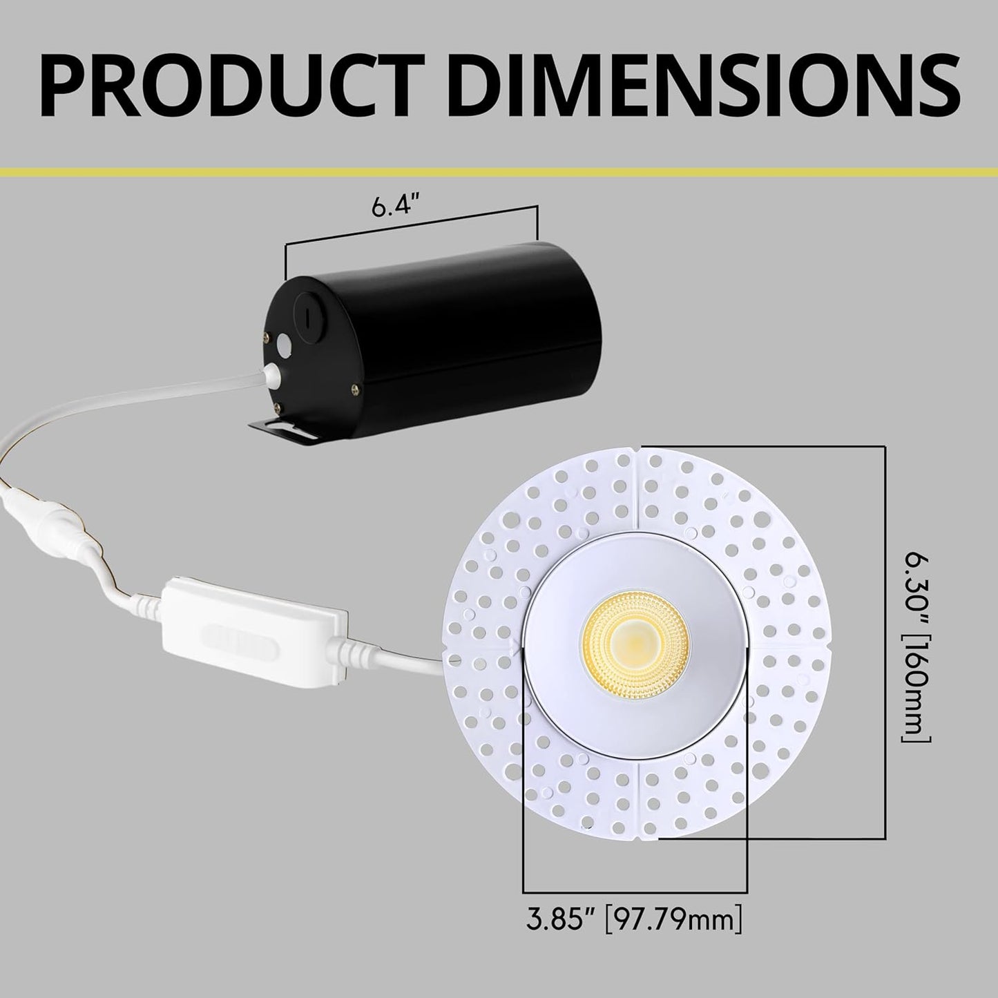 P-7106 3.5 inch Trimless Round White 15-9W, 1400-900 Lumens 5CCT Recessed Light