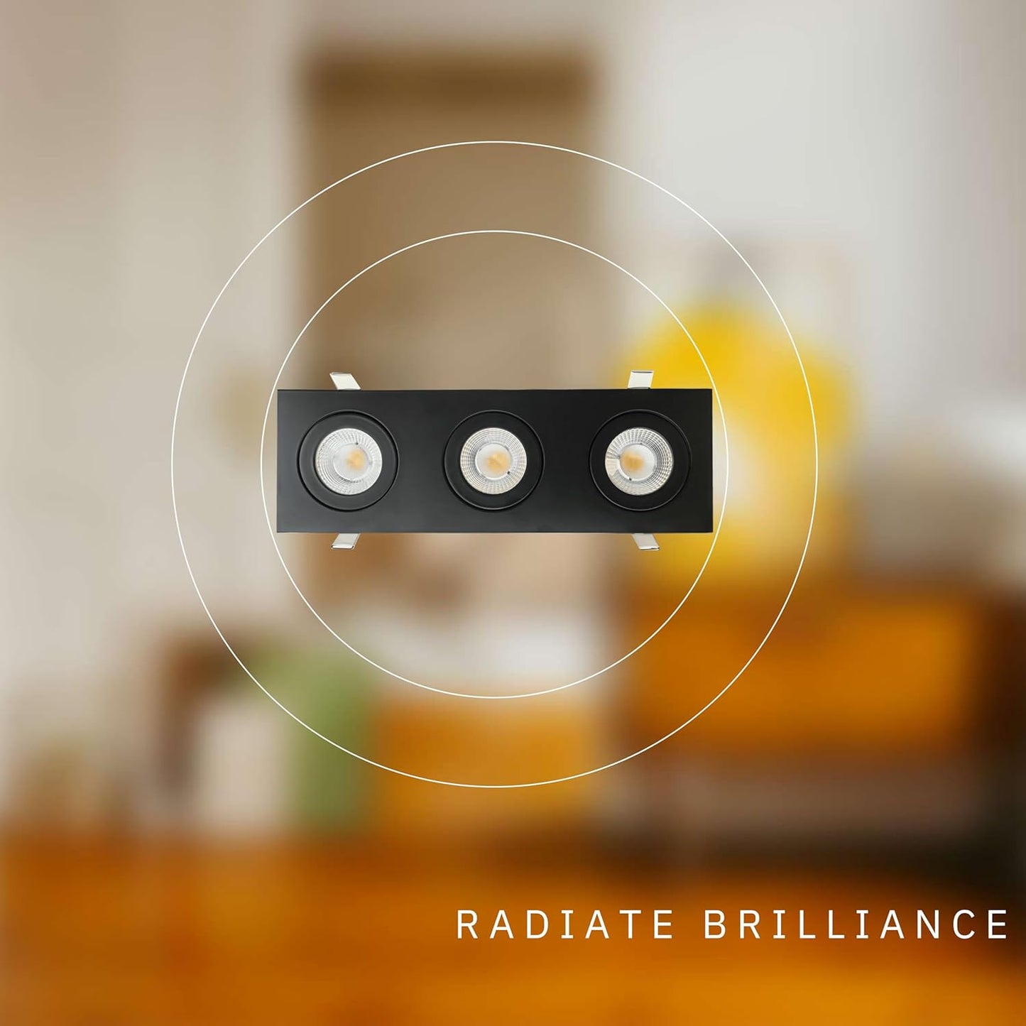P-6557 3.5 Inch 3 Head Multiple Gimbal, Black Finish 27 Watts, 2400 Lumens 5CCT Recessed Light