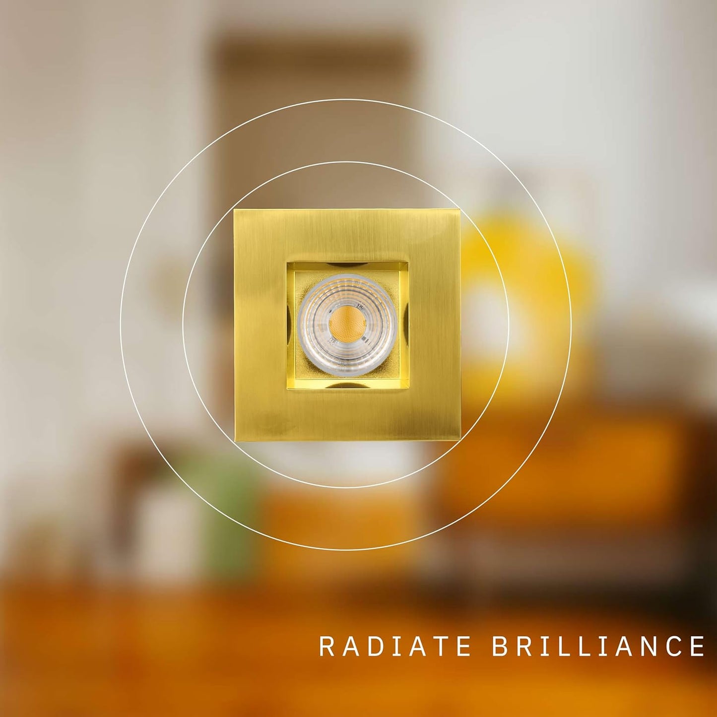P-5749 4 Inch Square Brushed Brass 15/22W,1600/2400 Lumens 5CCT Recessed Light