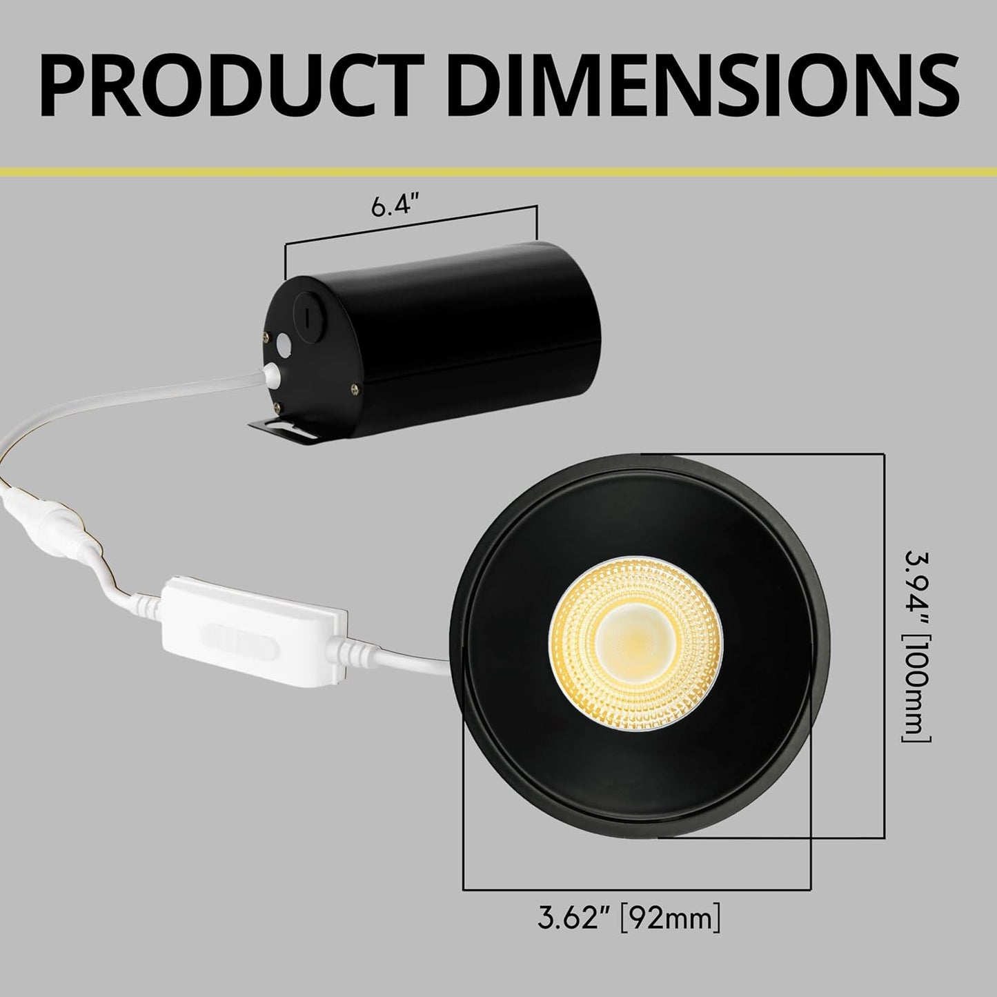 P-7118 3.5 inch Millwork Trimless Round Black 15-9W, 1400-900 Lumens 5CCT Recessed Light
