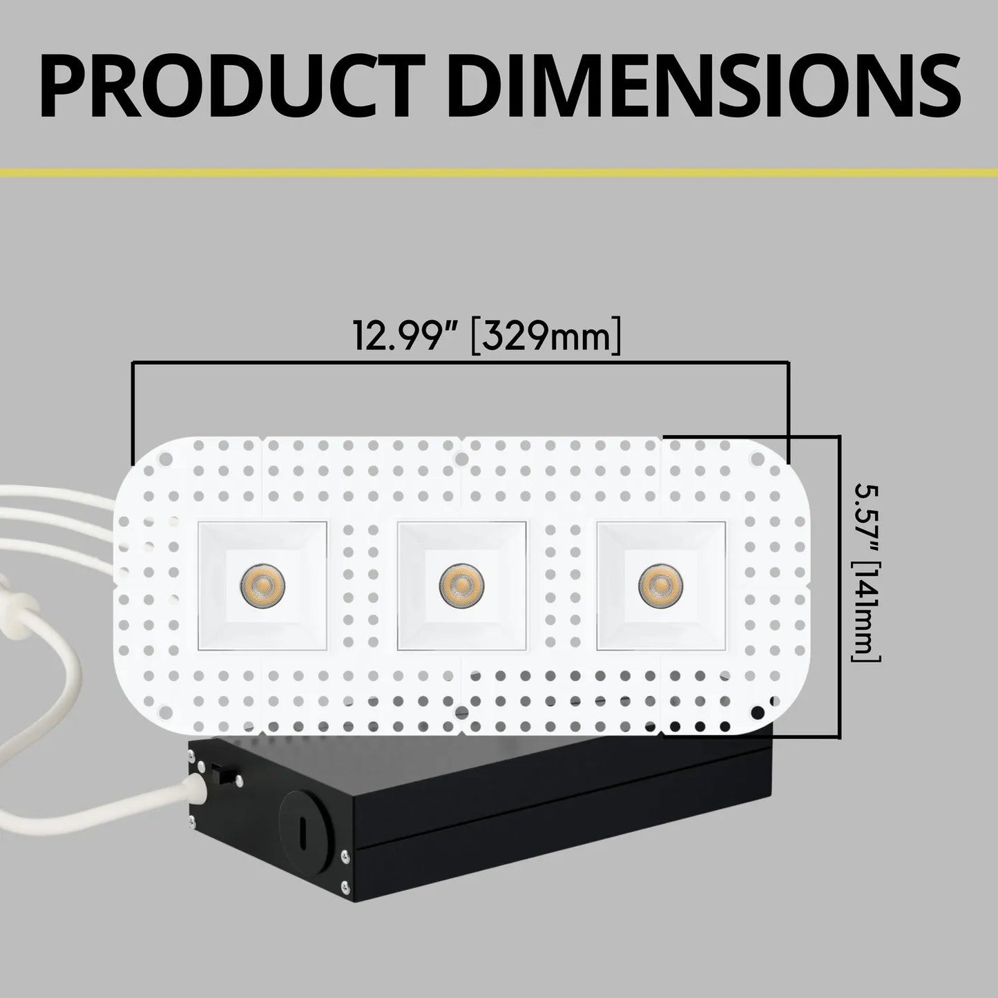 P-7374 1.5 Inch Trimless 3 Head Square White 21W, 1800 Lumens, 5CCT Recessed Light