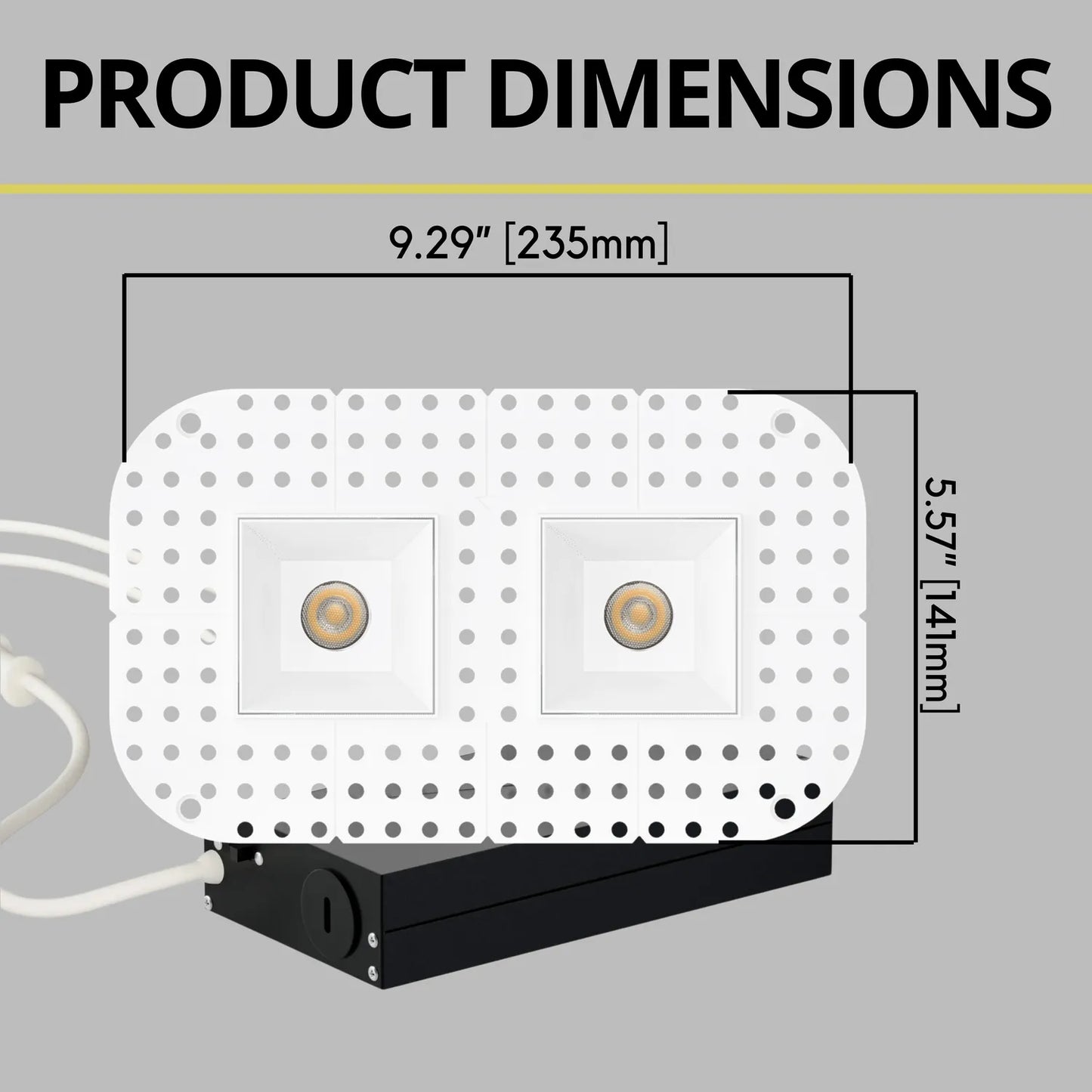 P-7382 1.5 Inch Trimless 2 Head Square White HO, 30W, 2200 Lumens, 5CCT Recessed Light